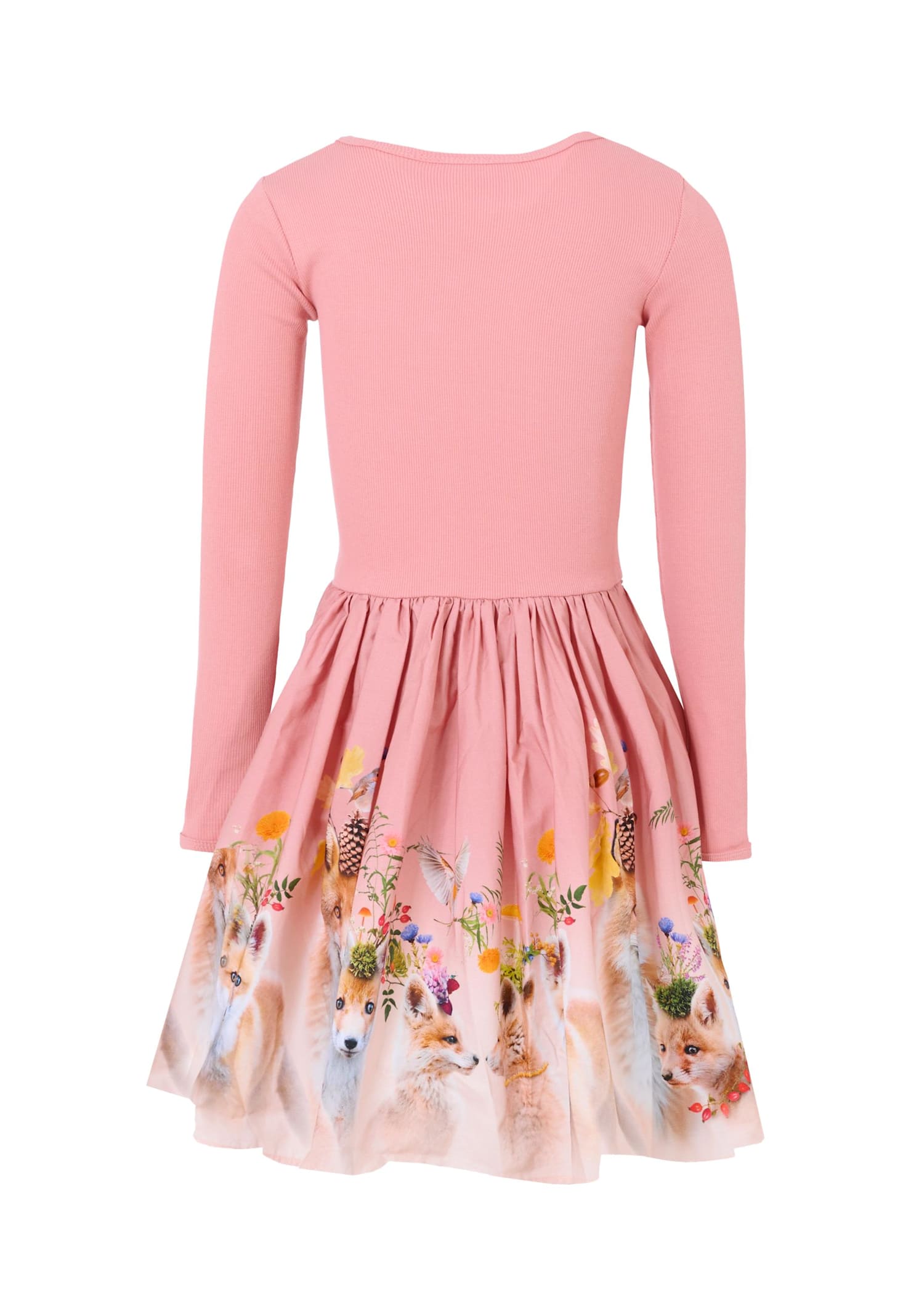 Molo Pink Dress For Girl With Fox In Pink