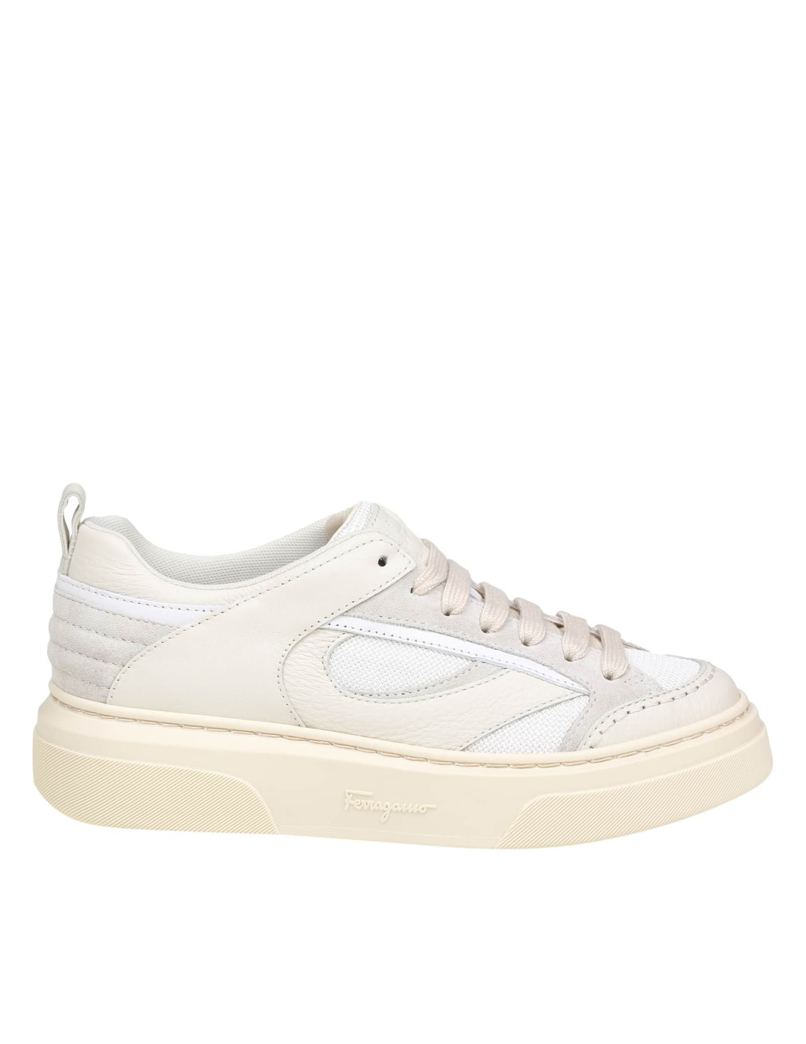 FERRAGAMO CASSINA MIX SNEAKERS IN LEATHER AND FABRIC