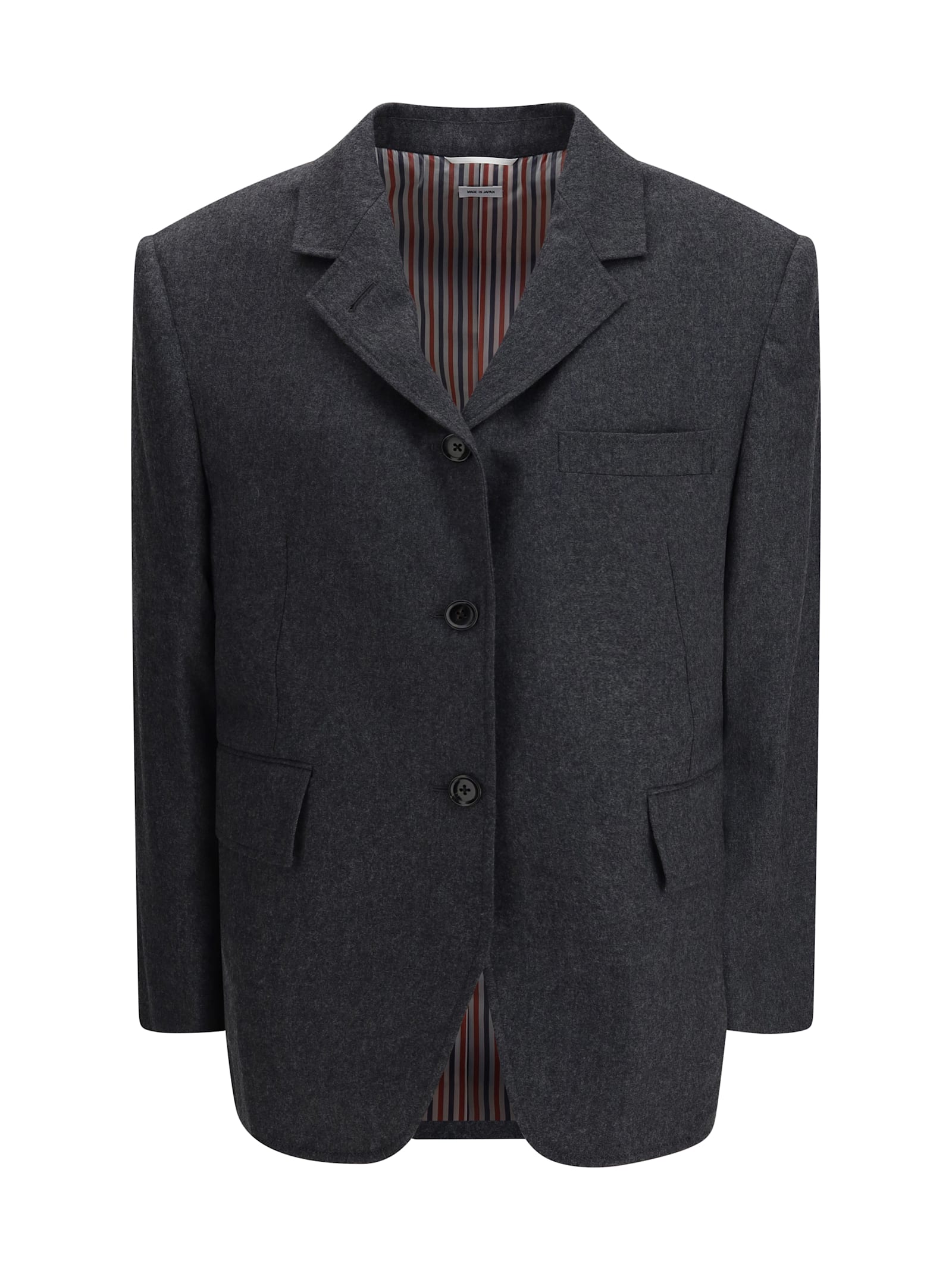 Thom Browne Wool Flannel Blazer In Gray