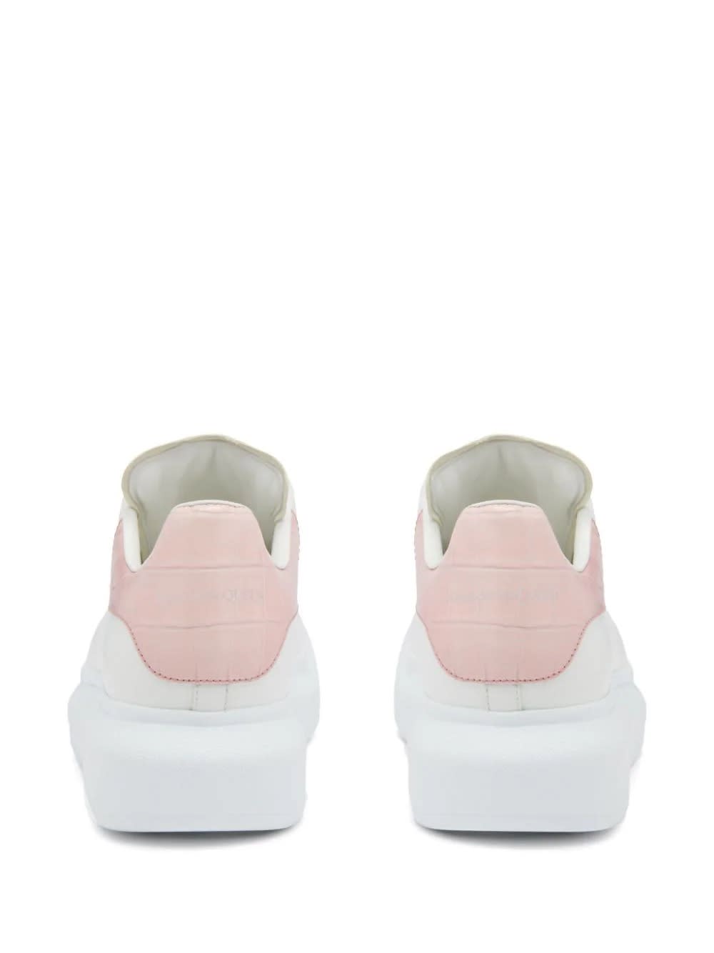 Shop Alexander Mcqueen Oversized Sneakers In White And Clay With Crocodile Effect Spoiler