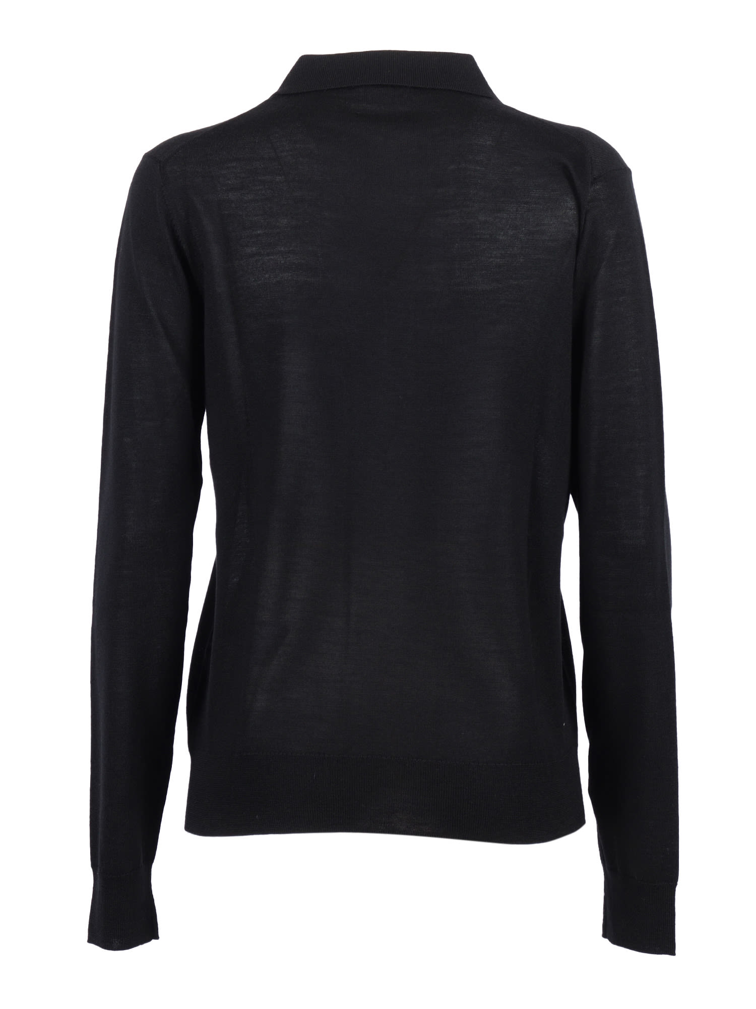 P.a.r.o.s.h Long-sleeve Polo With Classic Collar And Tailored Fit In Black