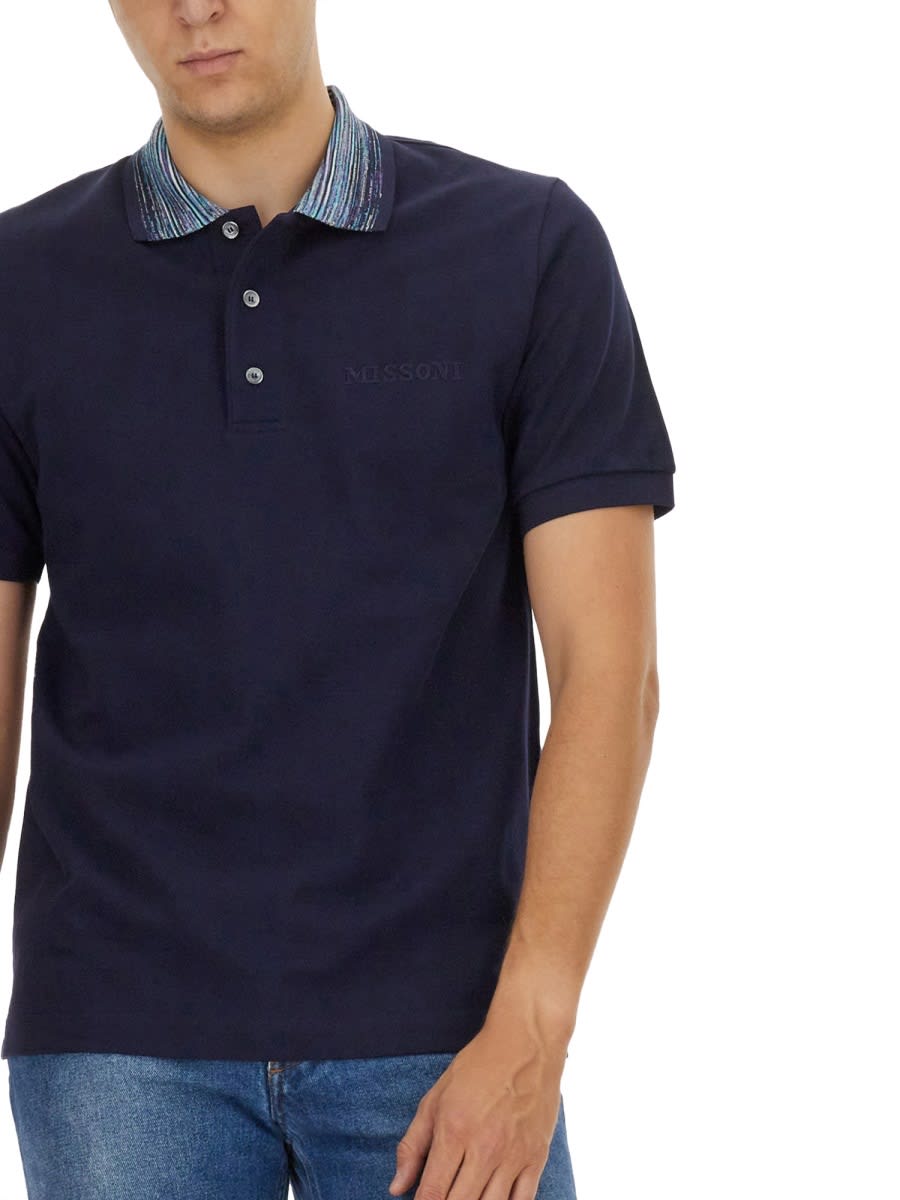 Shop Missoni Cotton Polo In Blue