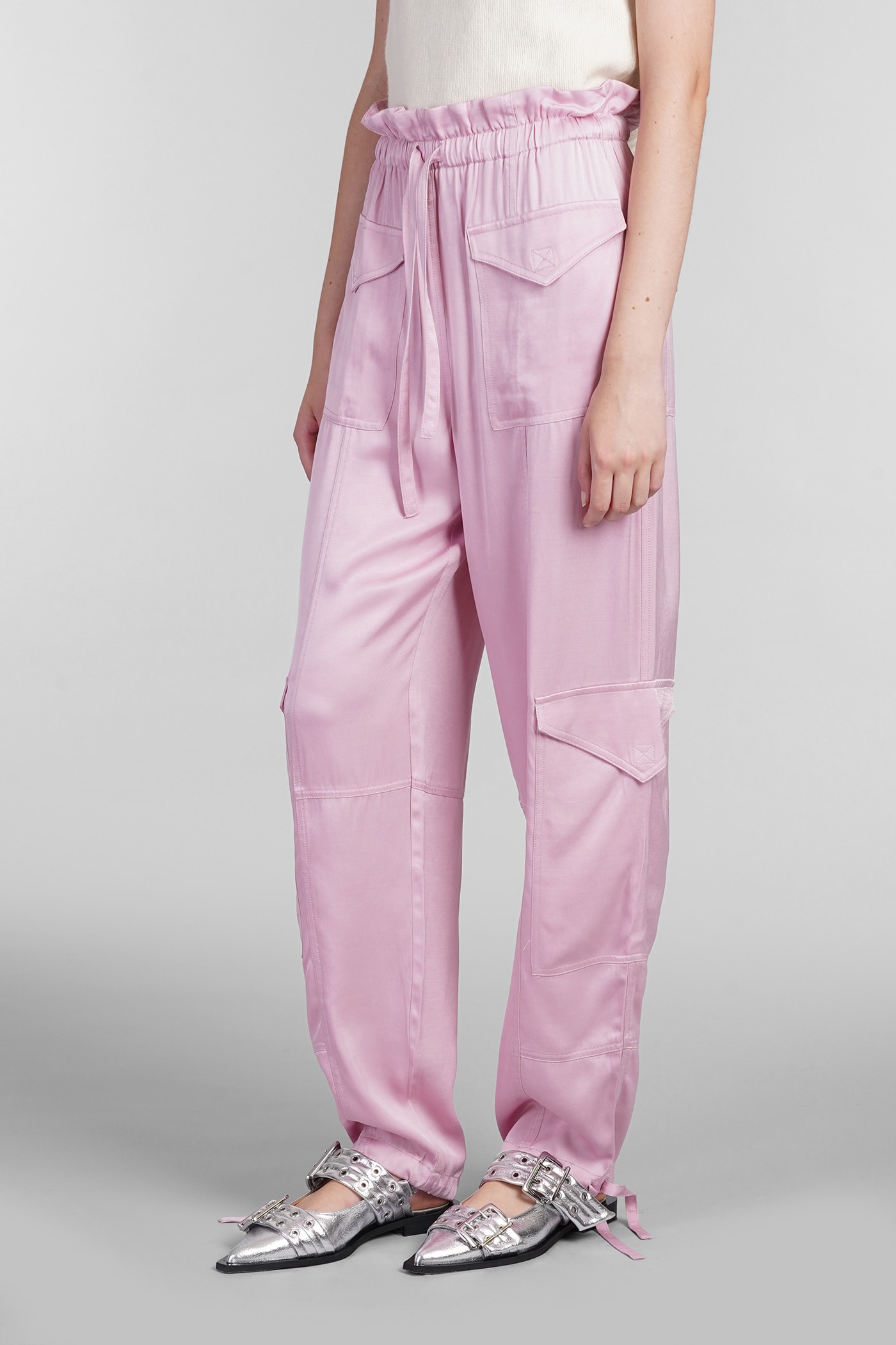 Shop Ganni Pants In Rose-pink Viscose