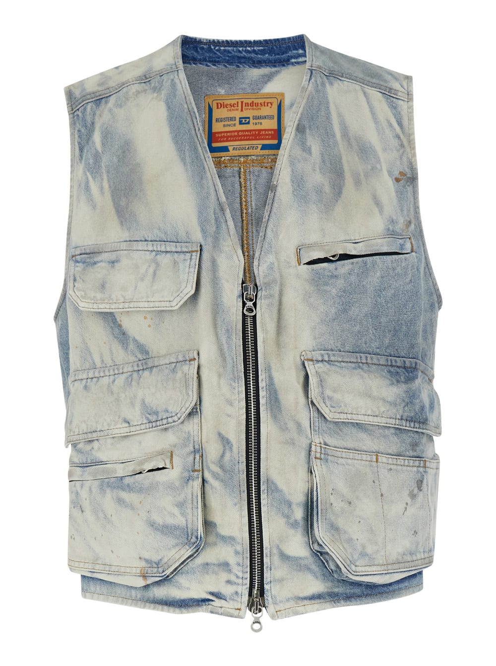 Shop Diesel D-samp-s Light Blue Sleeveless Jacket In Cotton Man In Black