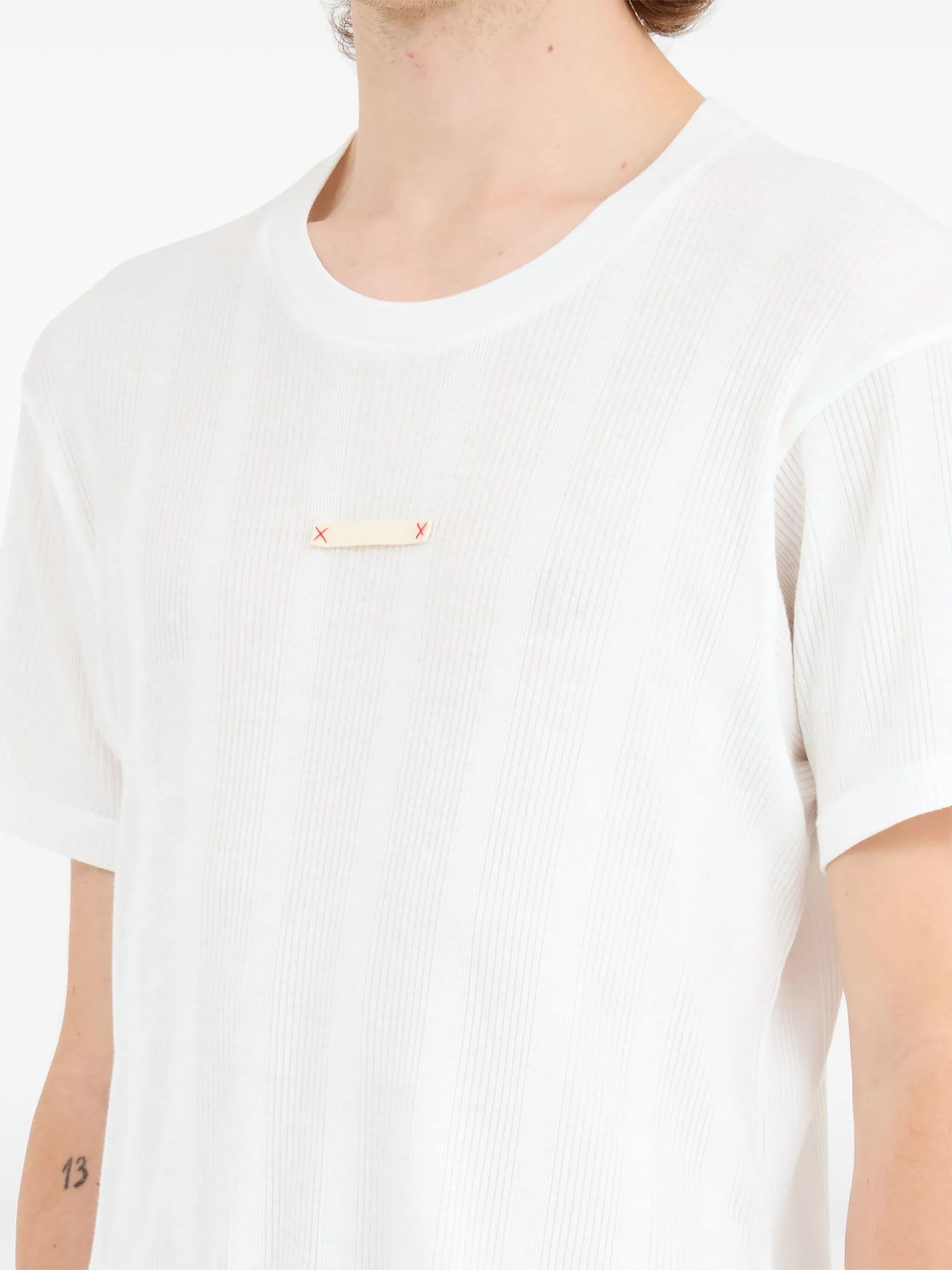 Maison Margiela Cotton Knit T-shirt In Offwhite