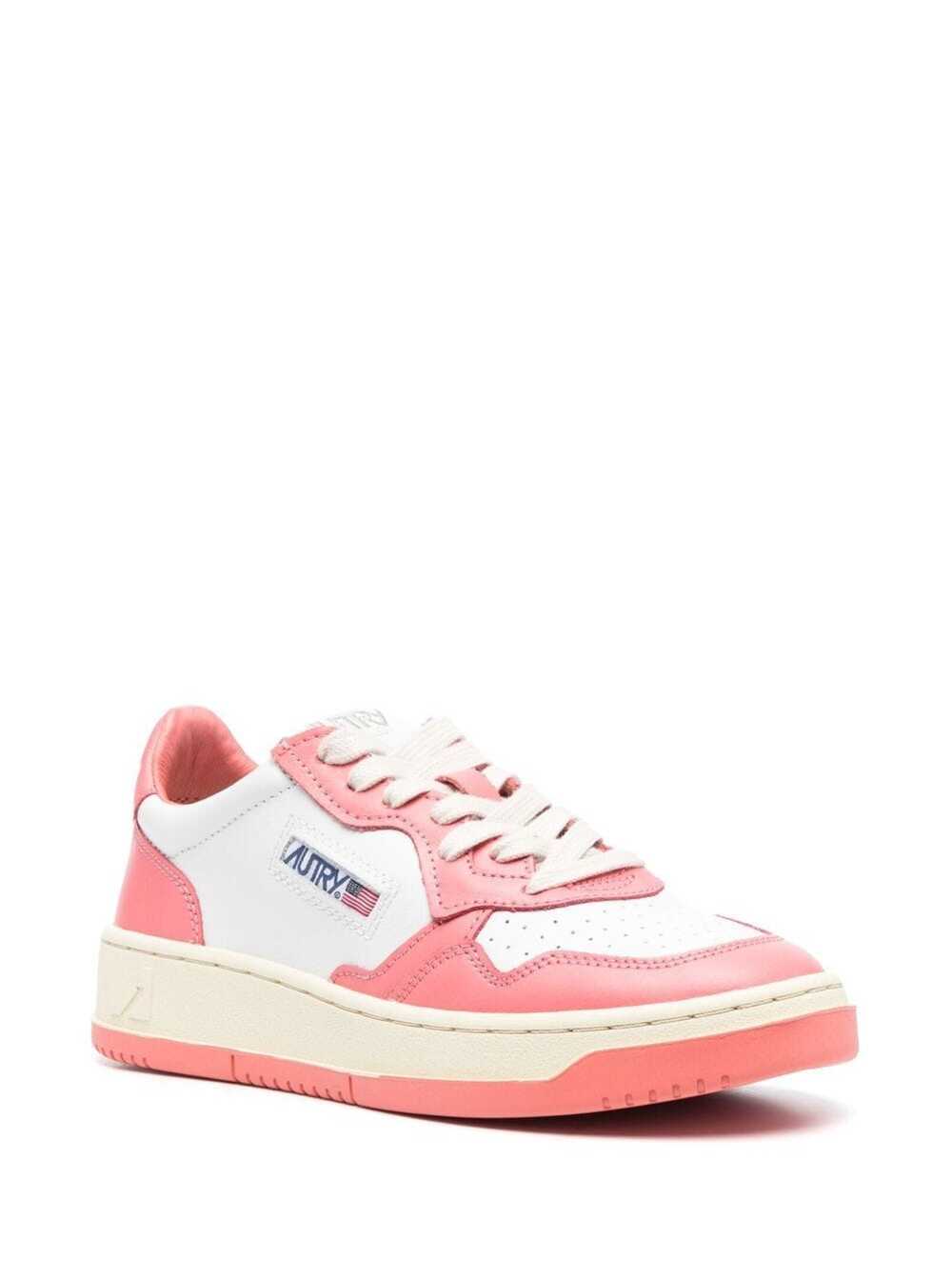 Shop Autry Pink And White Medalist Low Top Sneakers In Cow Leather In Fuxia