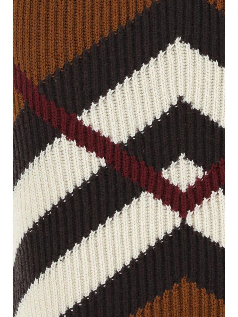 Shop Burberry Checked Knitted Mini Skirt In Brown