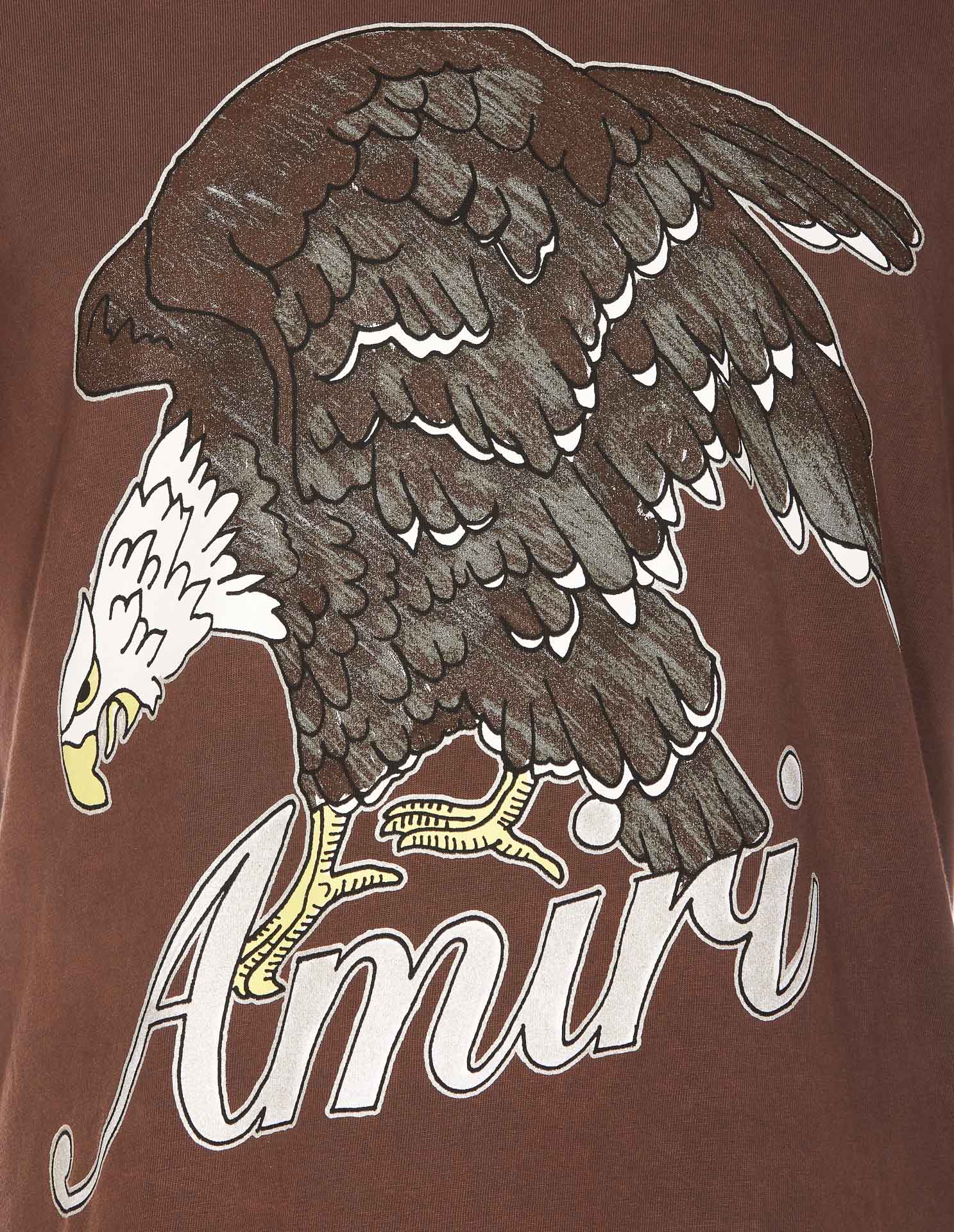 Shop Amiri Eagle T-shirt In Brown