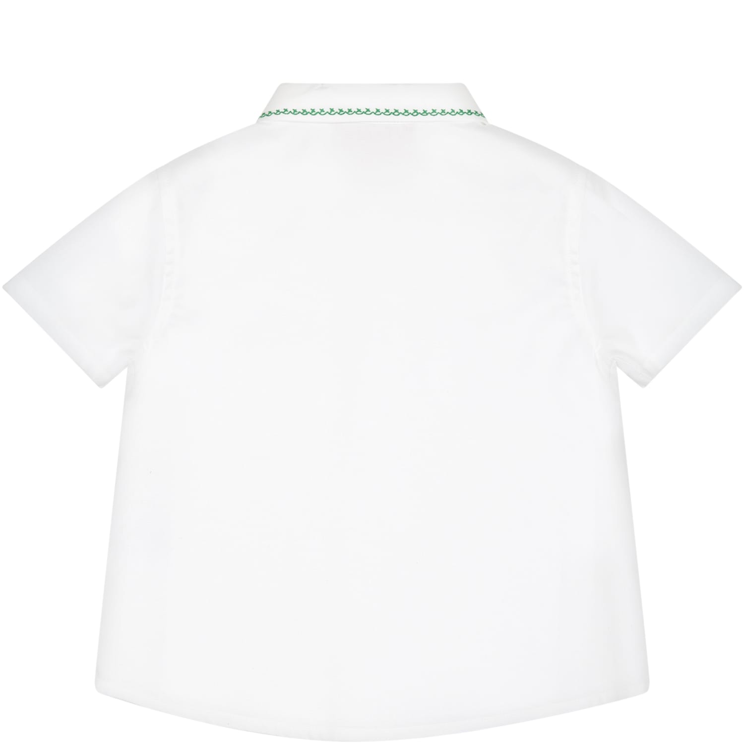 Shop Gucci White Shirt For Baby Boy With Embroideries And Logo