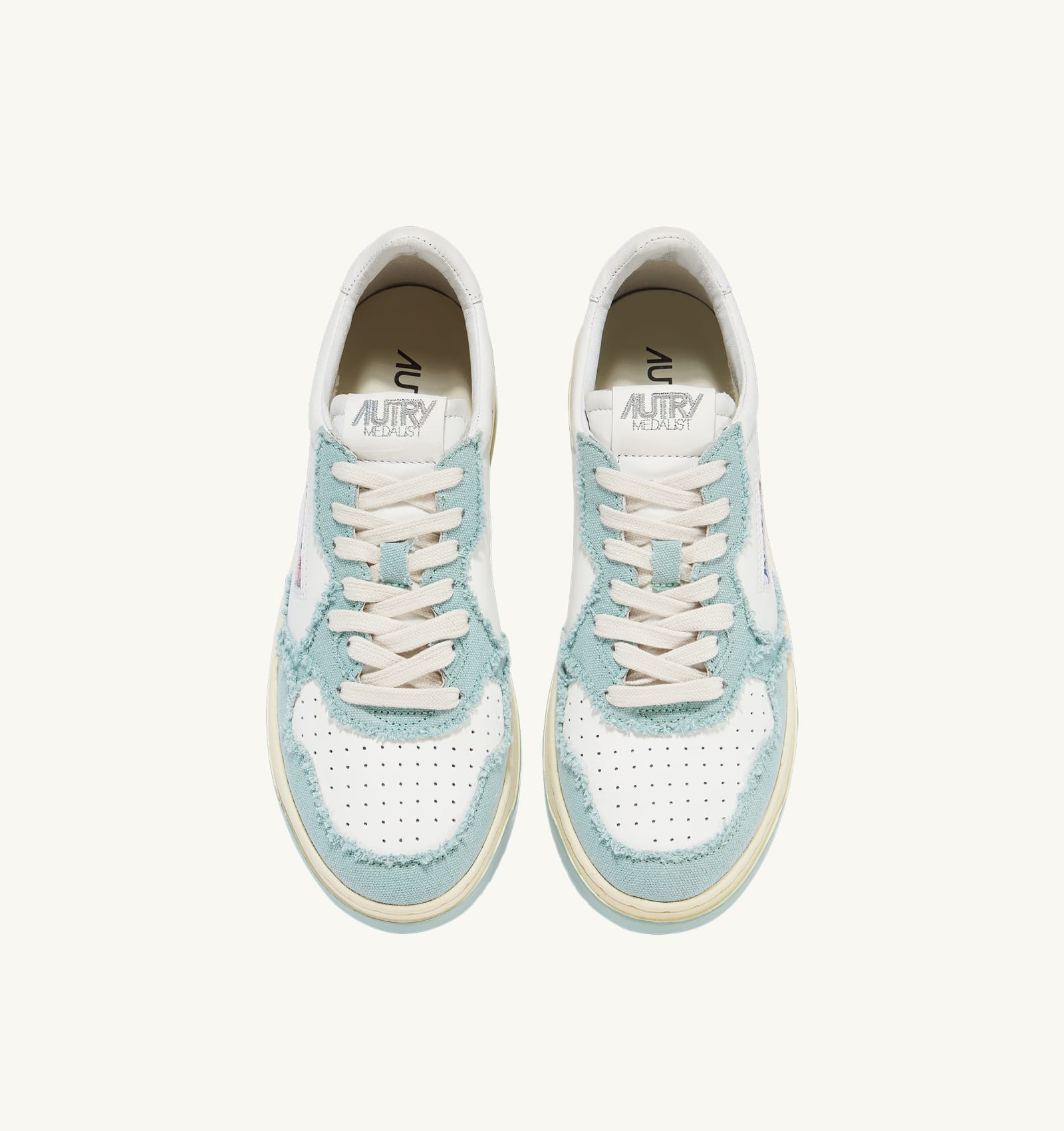 Autry Bicolor Medalist Leather Low Sneakers In White