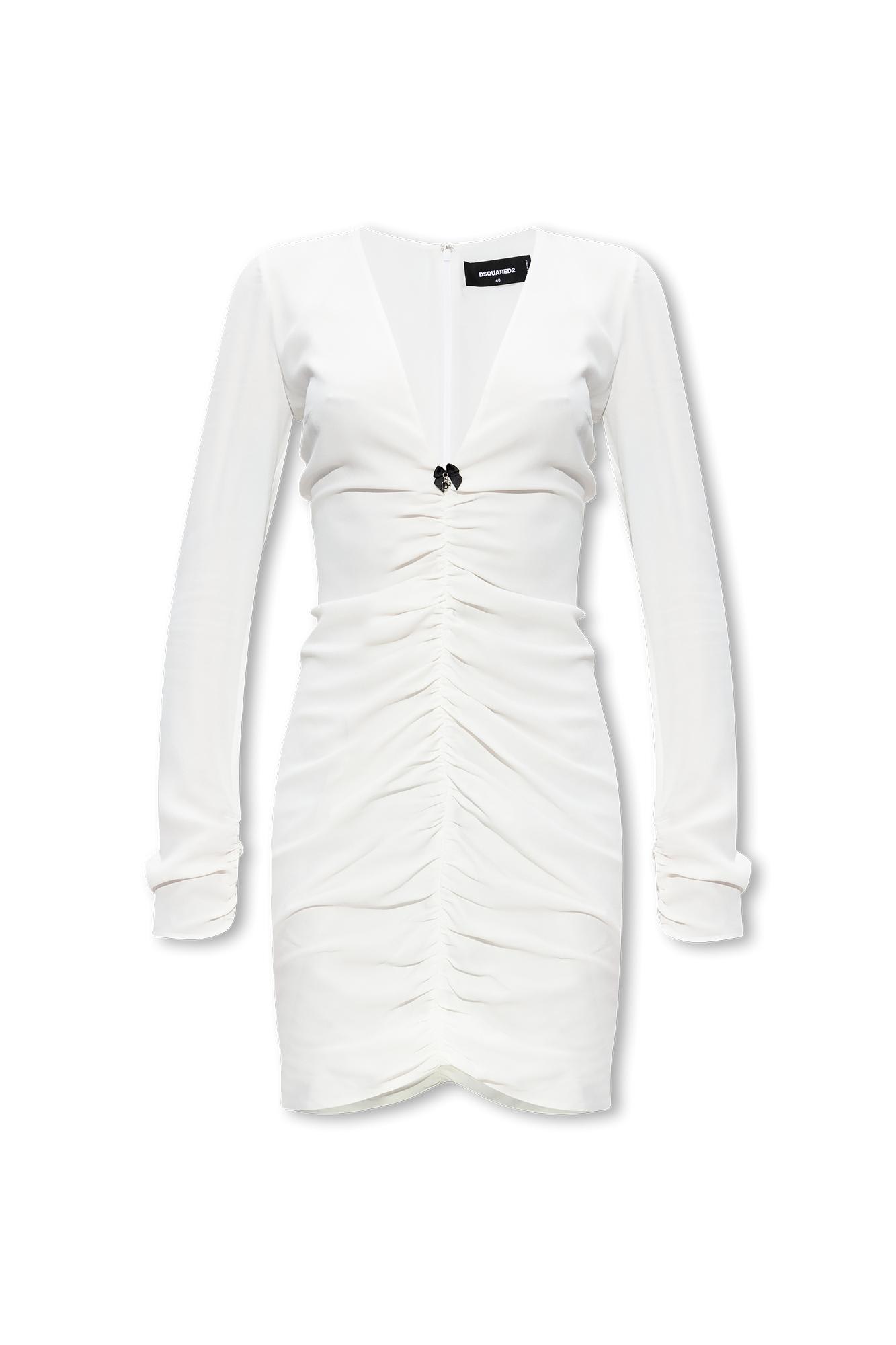 Dsquared2 Ruched Dress In Bianco