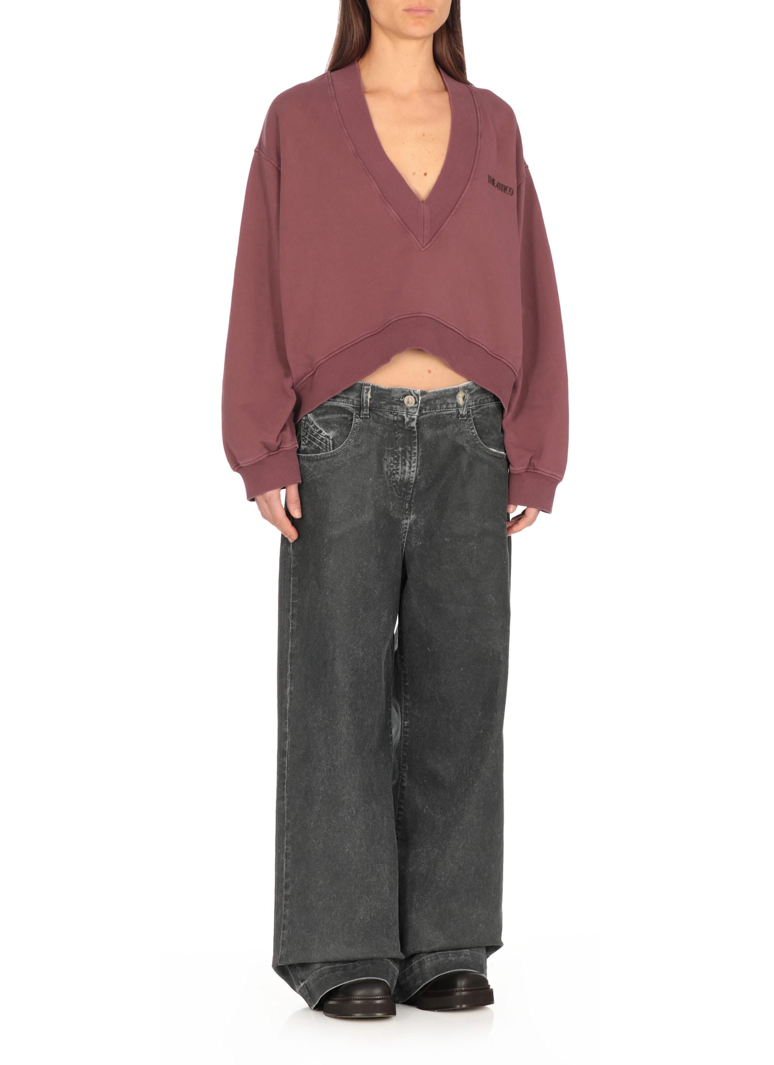 Attico Sweatshirt Mit Logo-stickerei In Burgundy