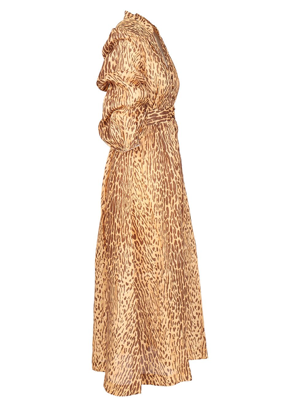 Zimmermann Leopard Print Midi Dress In Gold