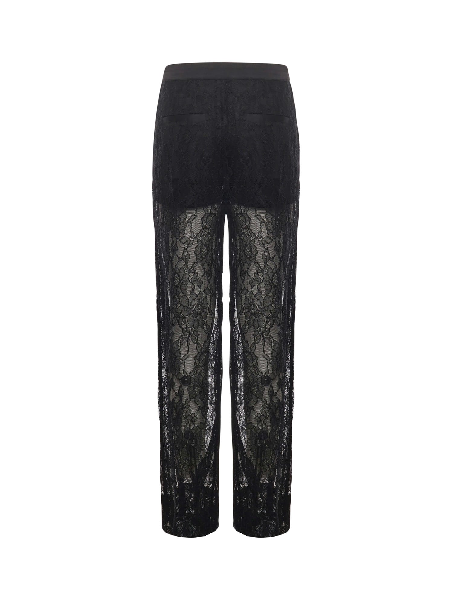 Pinko Wide-leg Lace Pants In Black