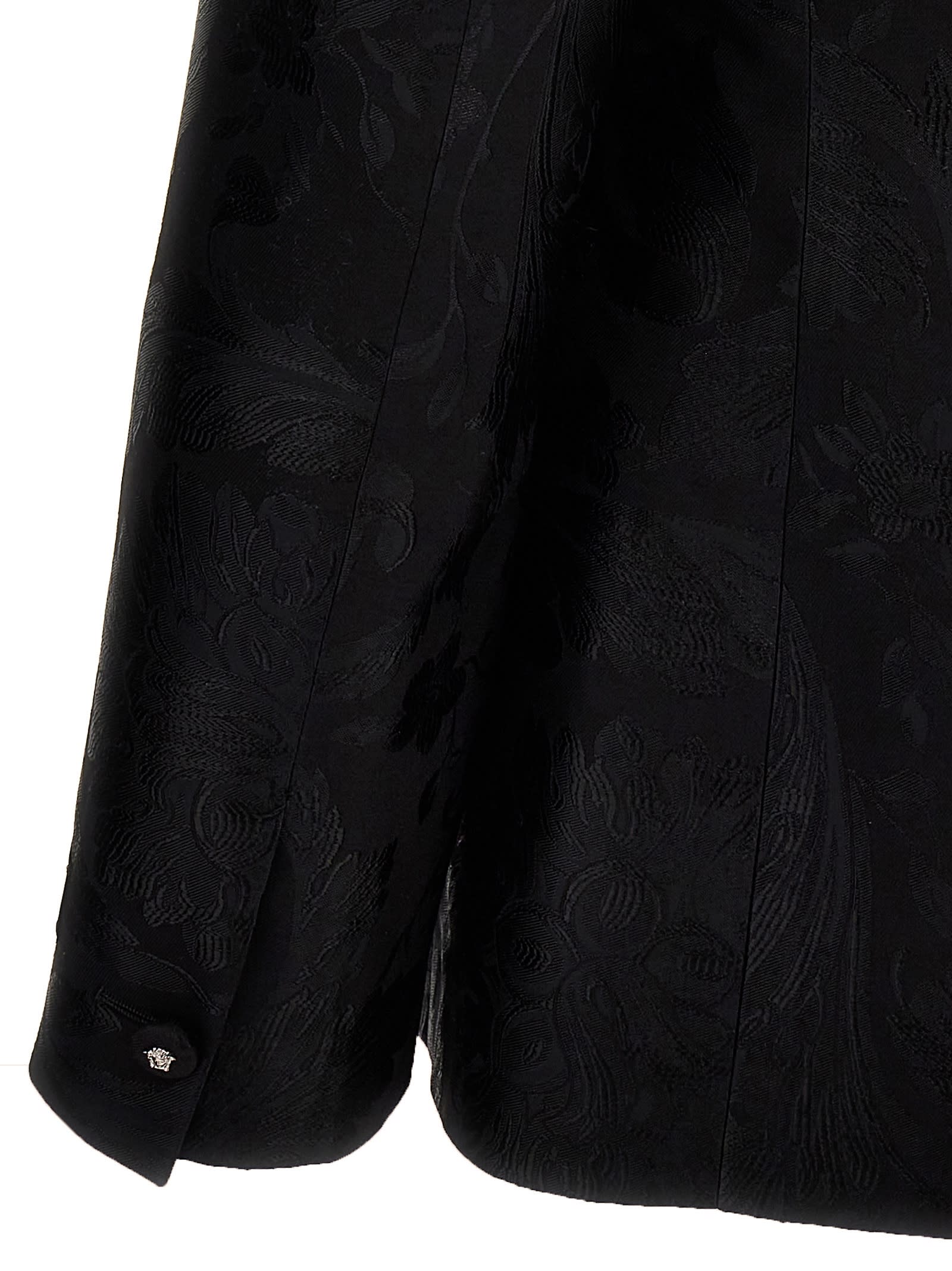 Shop Versace Barocco Jaquard Blazer In Black