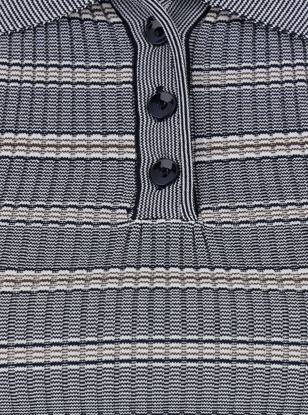 Shop Low Classic Blue Top With Cap Sleeves And All-over Stirped Motif In Tech Fabric Woman