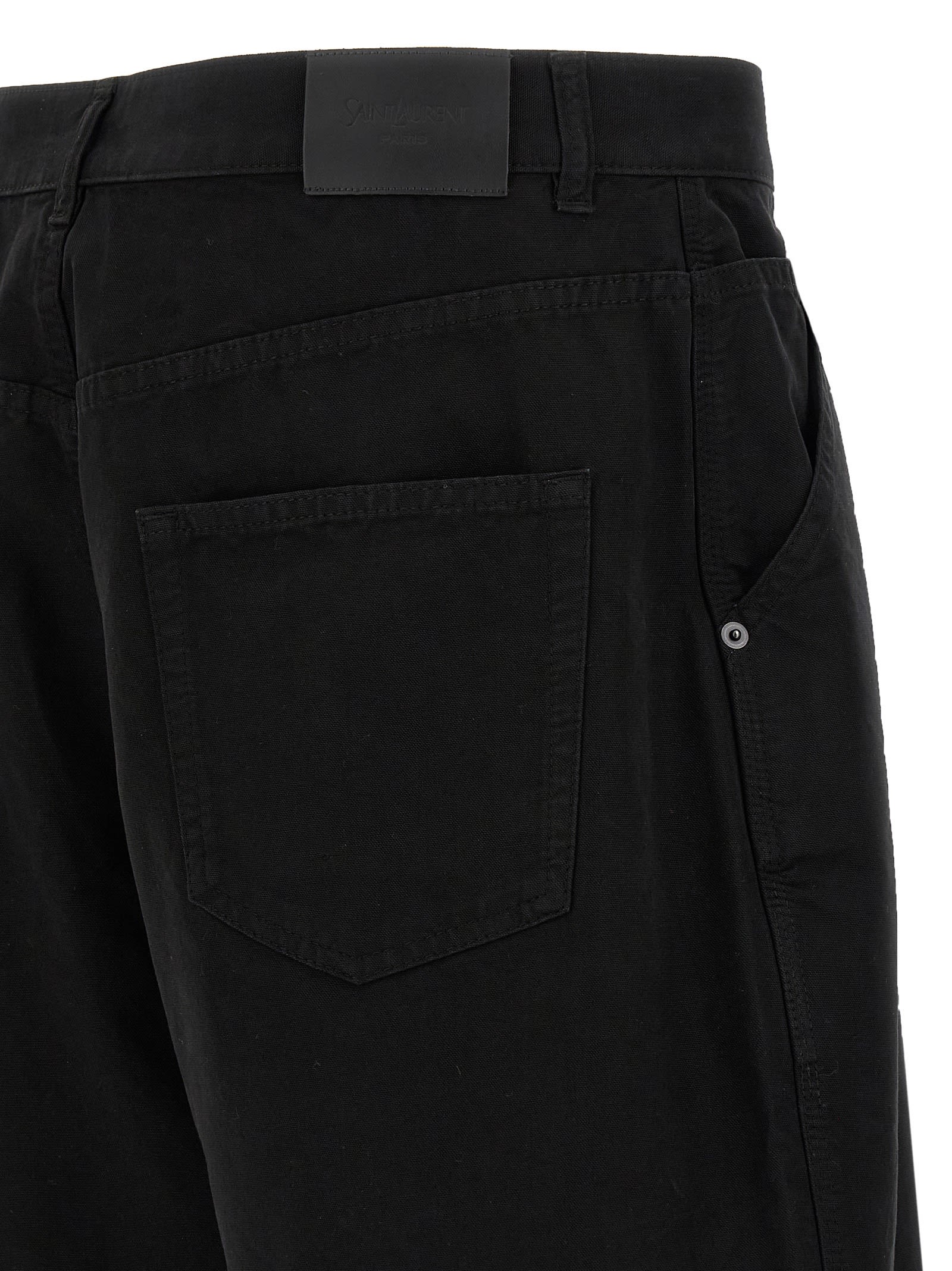 Saint Laurent Denim Bermuda Shorts With Pockets And Loops In Black