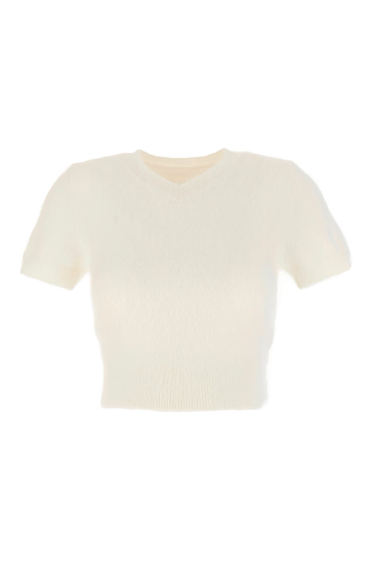 Shop Maison Margiela White Angora Blend Sweater In 101