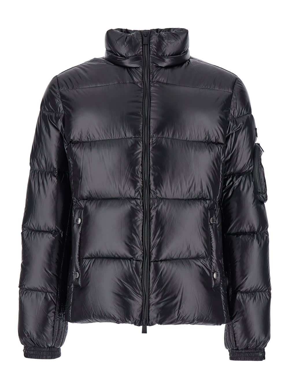 Shop Tatras Belbo Black Down Jacket With Hood And Logo Patch In Tech Fabric Man