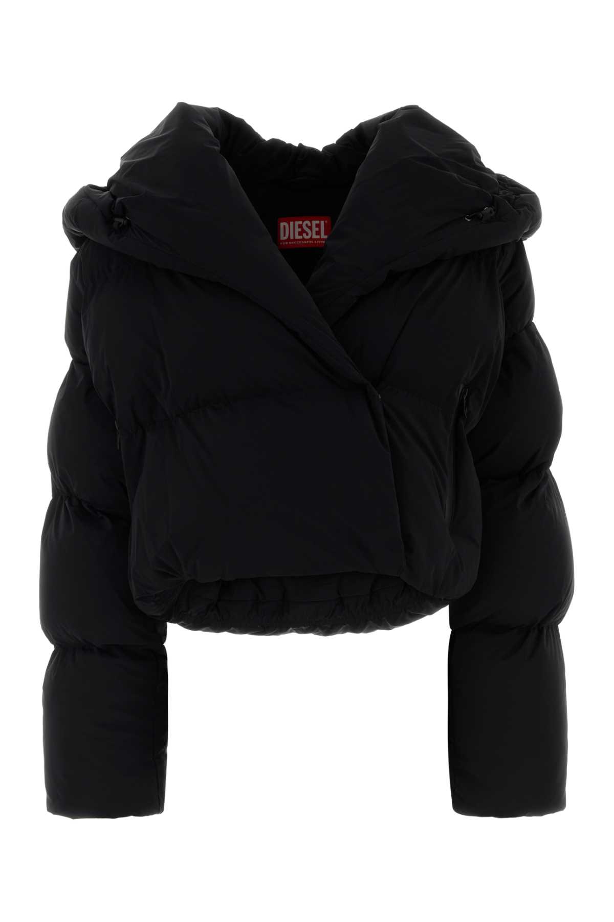 Diesel Black Stretch Polyester W-iley Padded Jacket In Black