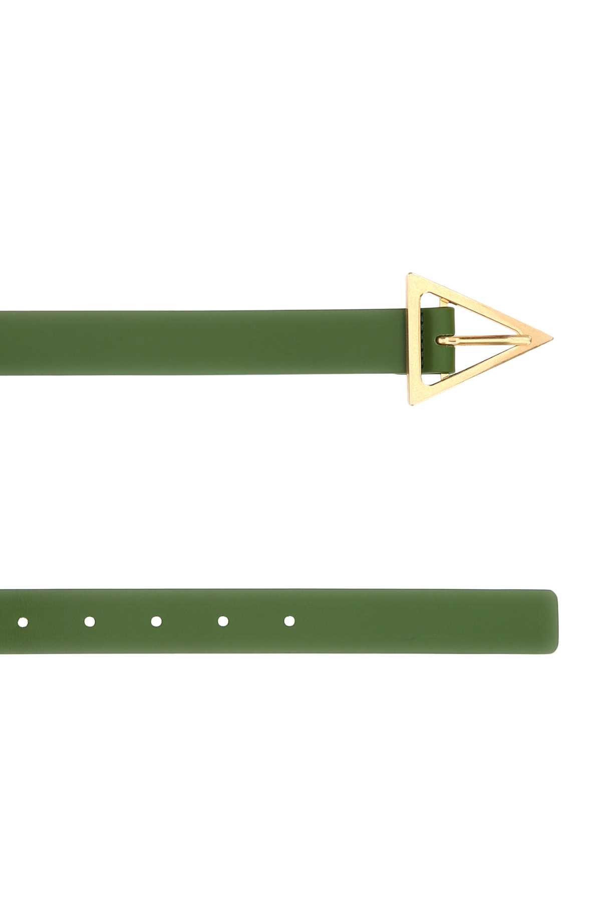 Bottega Veneta Army Green Leather Triangle Belt In 3141