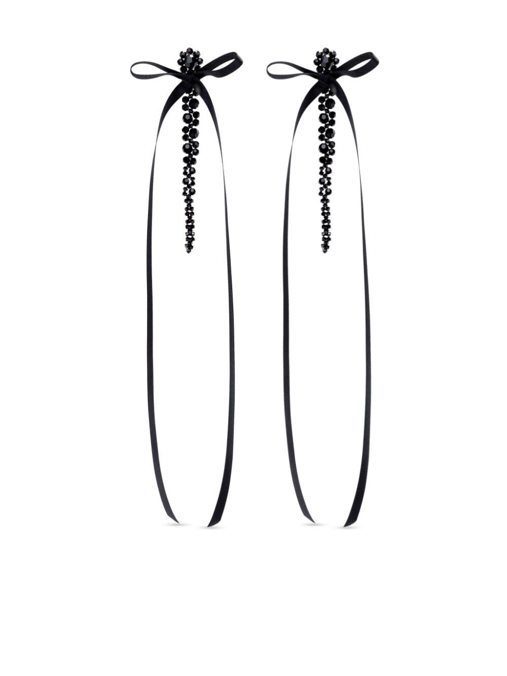 Shop Simone Rocha Bow Ribbon Drip Earrings In Jet Black