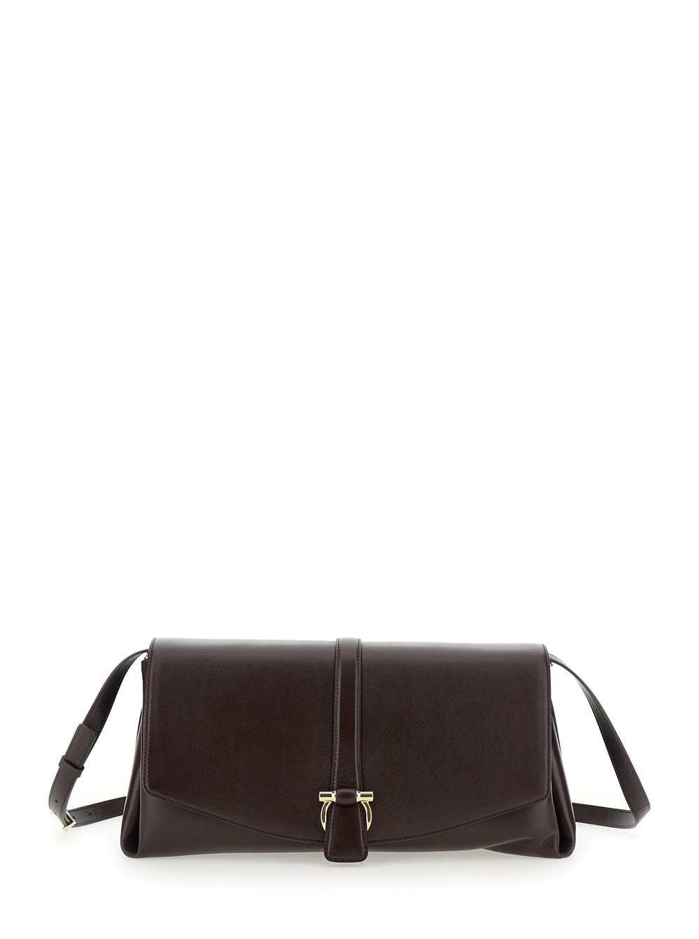 Shop Ferragamo Bordeaux Crossbody Bag With Gancini Buckle Detail In Leather Woman