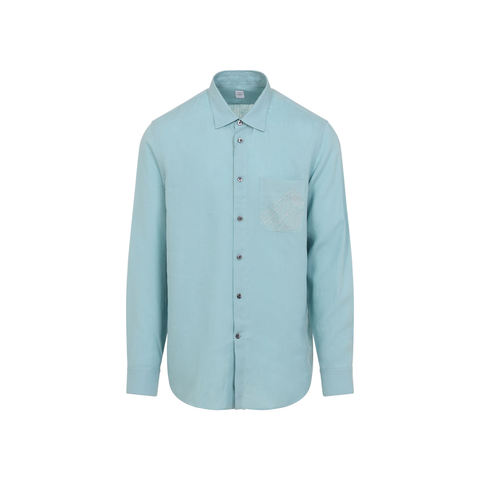 Berluti Sophisticated Linen Shirt In Blue