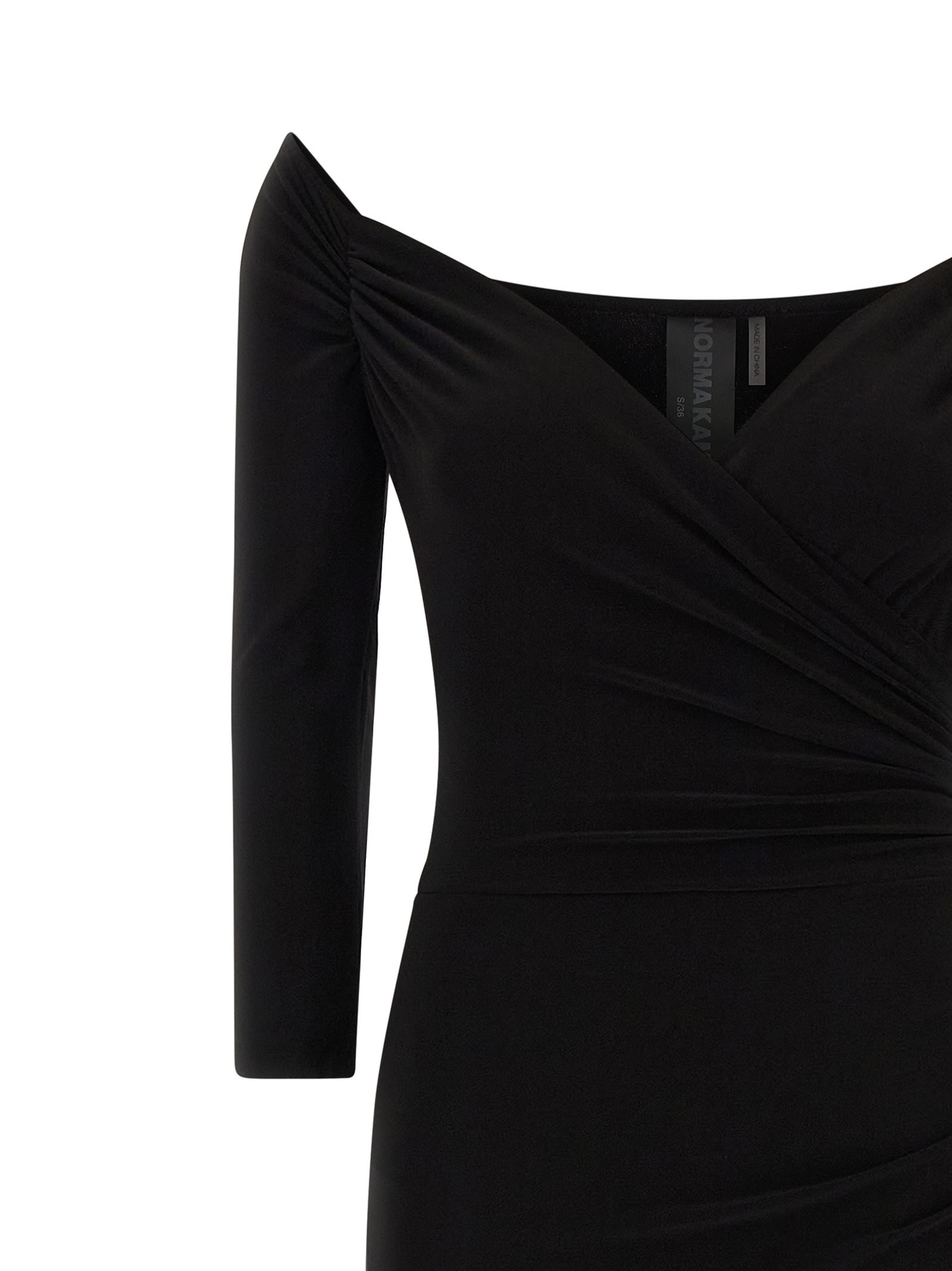 Norma Kamali Off Shoulder Sweetheart Combo Flared Gown In Black