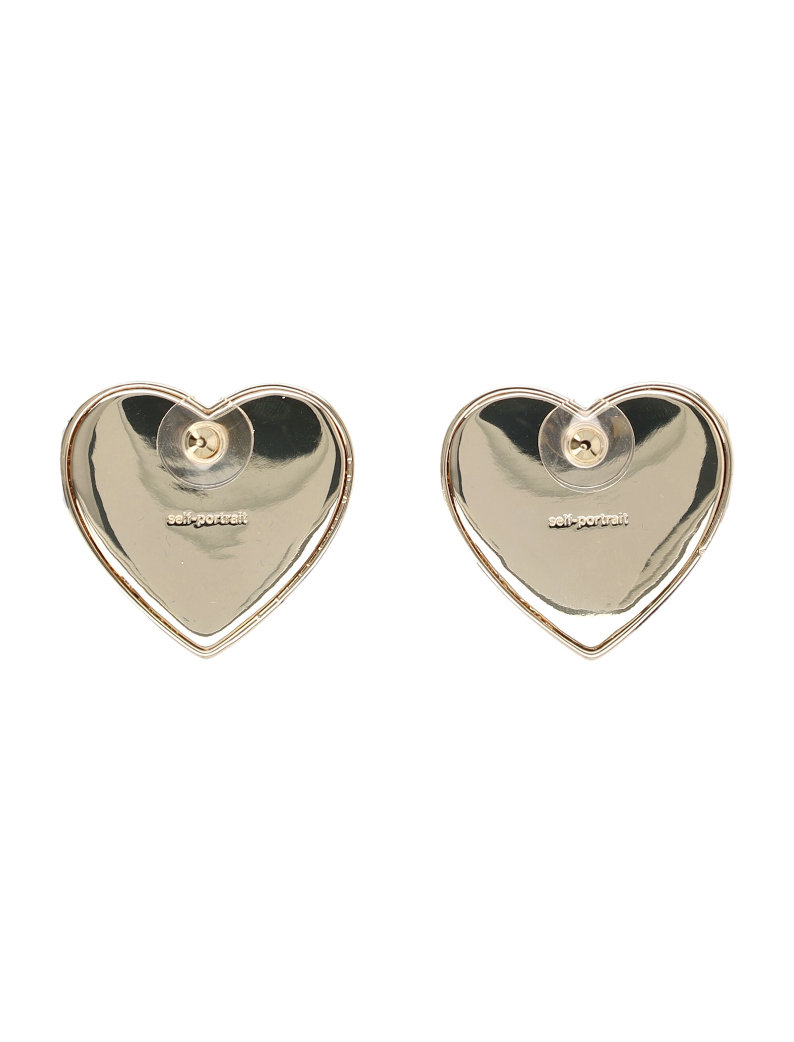 SELF-PORTRAIT GOLD CRYSTAL HEART EARRINGS