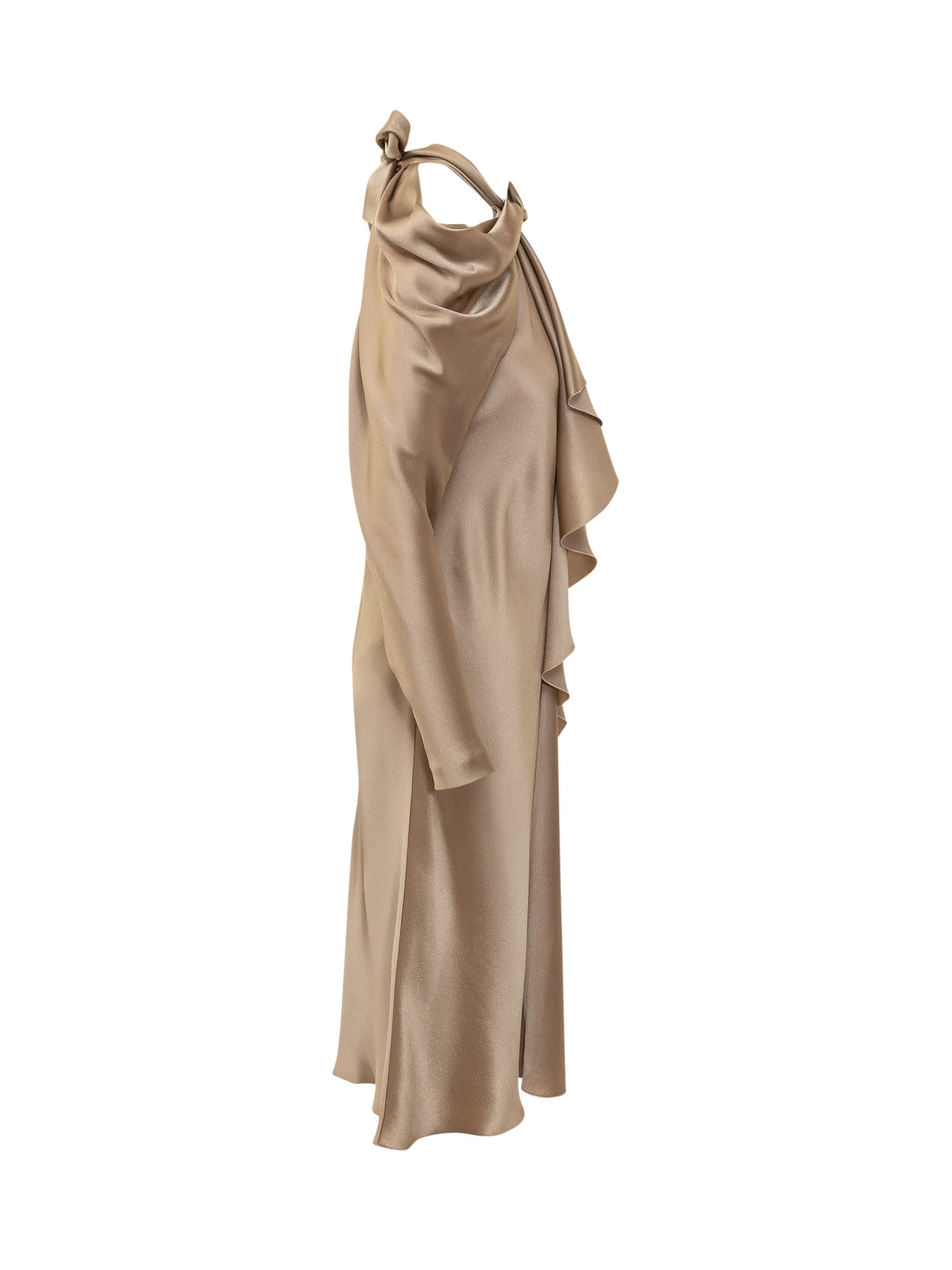 Shop Alberta Ferretti Silk Satin Dress In Beige