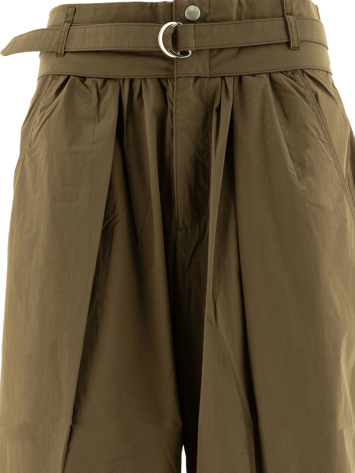 Shop Marant Etoile Celia Belted Trousers In Ki Khaki