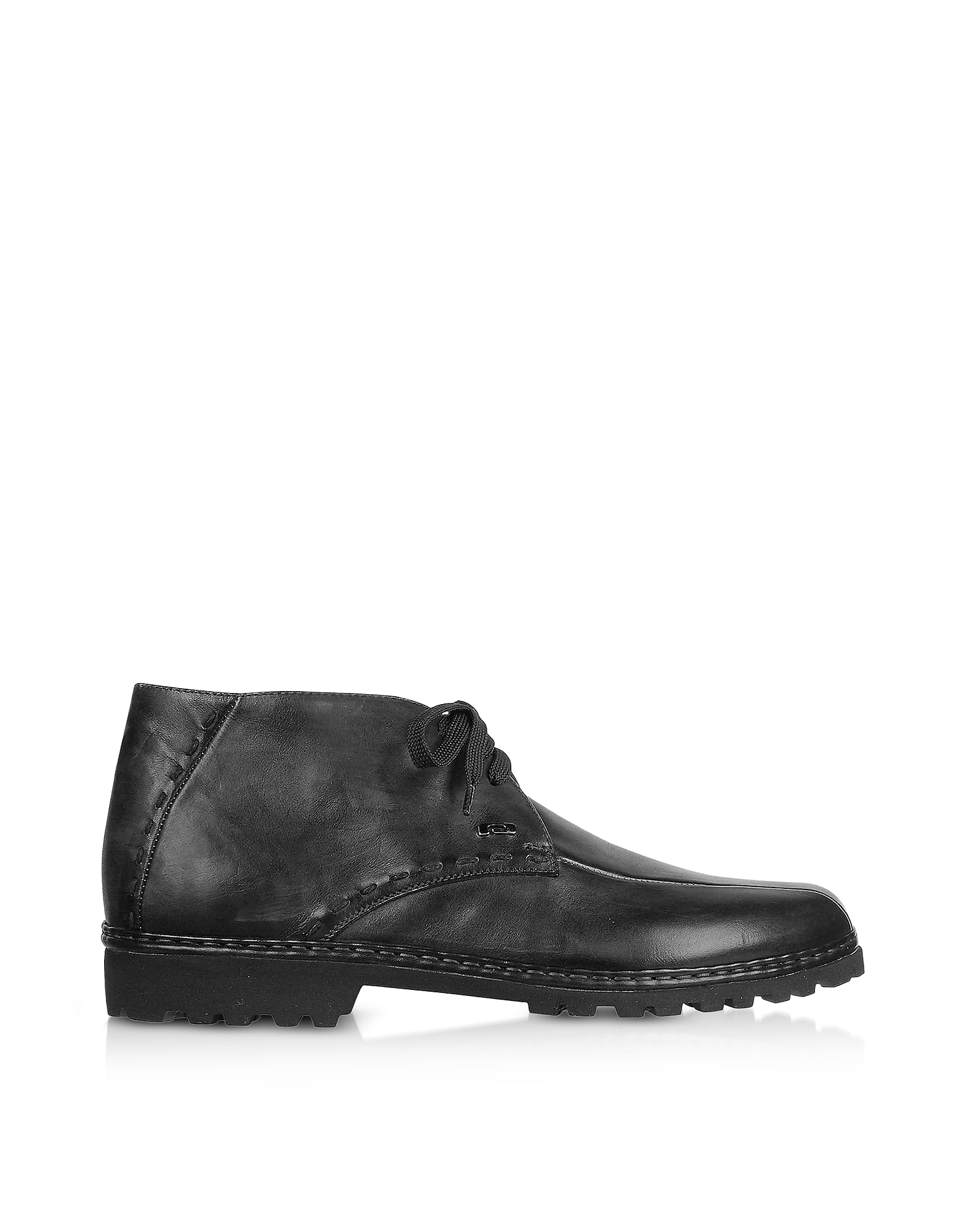 Pakerson Black Handmade Italian Leather Ankle Boots
