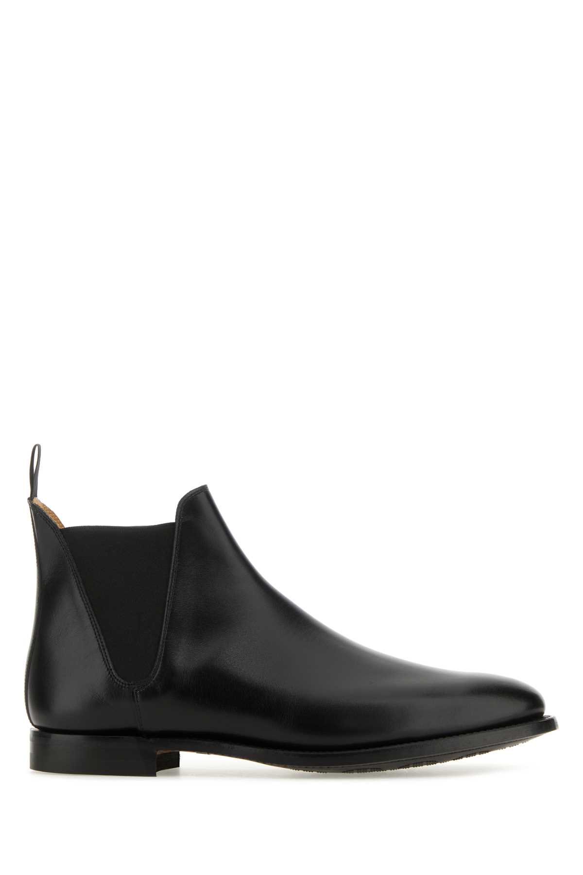 Black Leather Chelsea 8 Ankle Boots