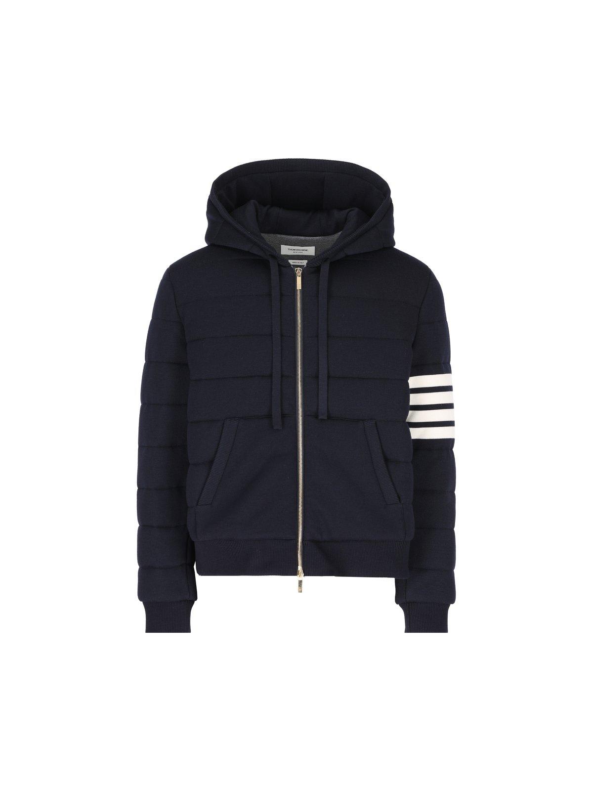 Shop Thom Browne Striped Hooded Jacket In Blue