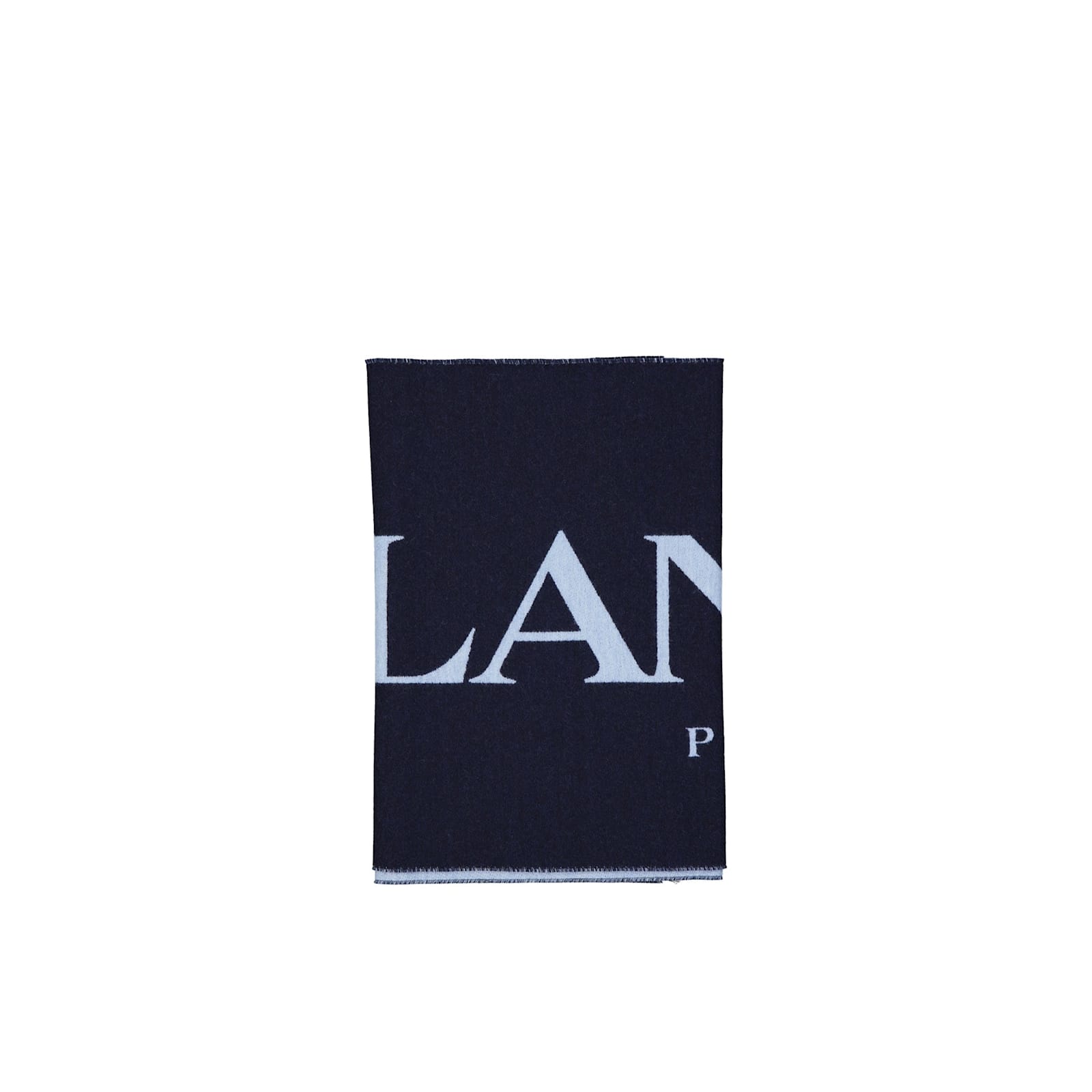 Lanvin Wool And Silk Logo Scarf In Blue
