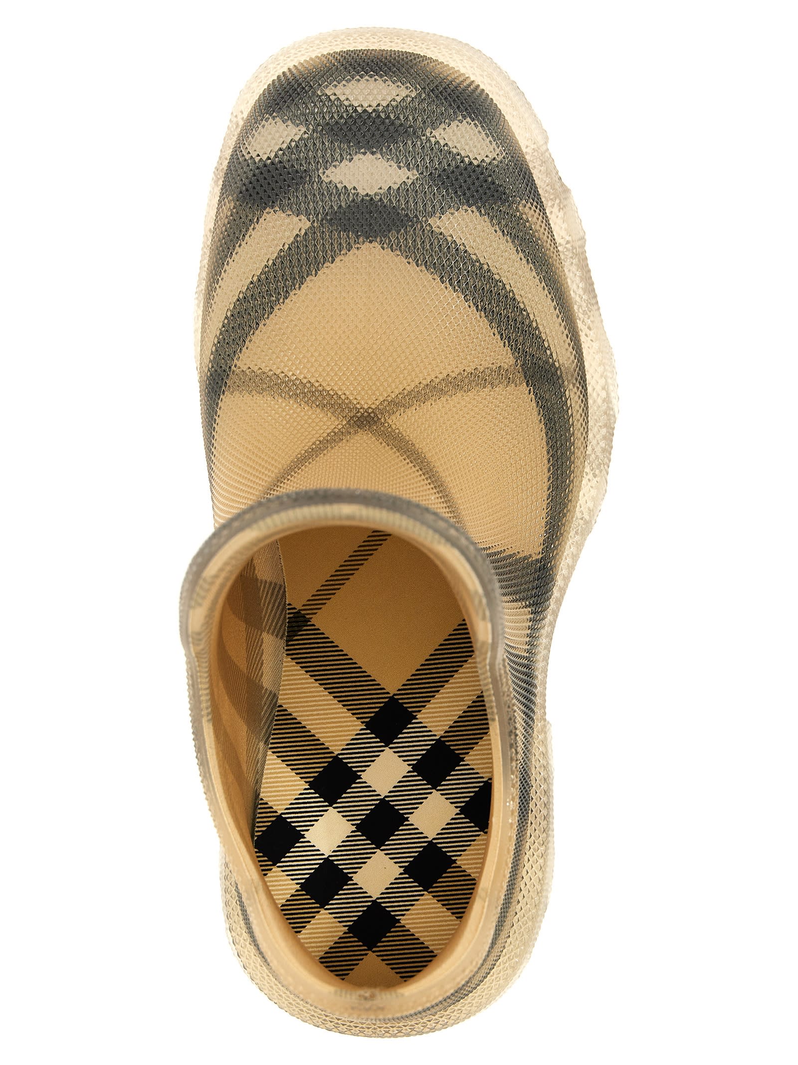 Shop Burberry Check Ankle Boots In Beige