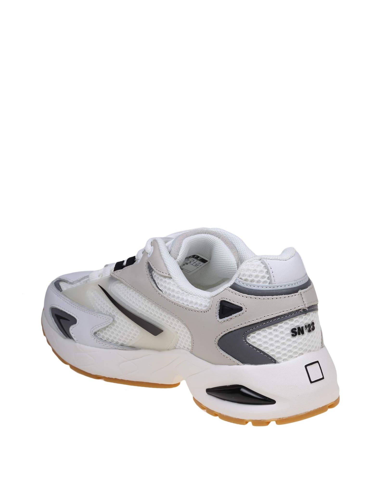 Shop Date Sn23 Sneakers In White/grey Mesh And Leather