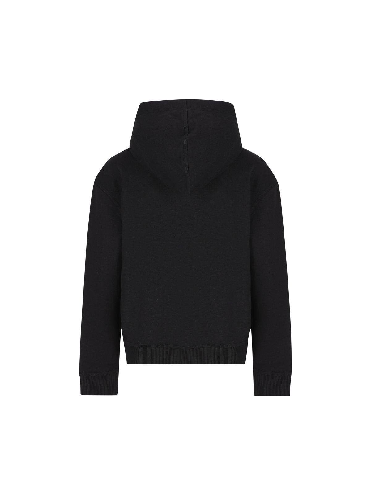Burberry Check Label Zip Hoodie In Black