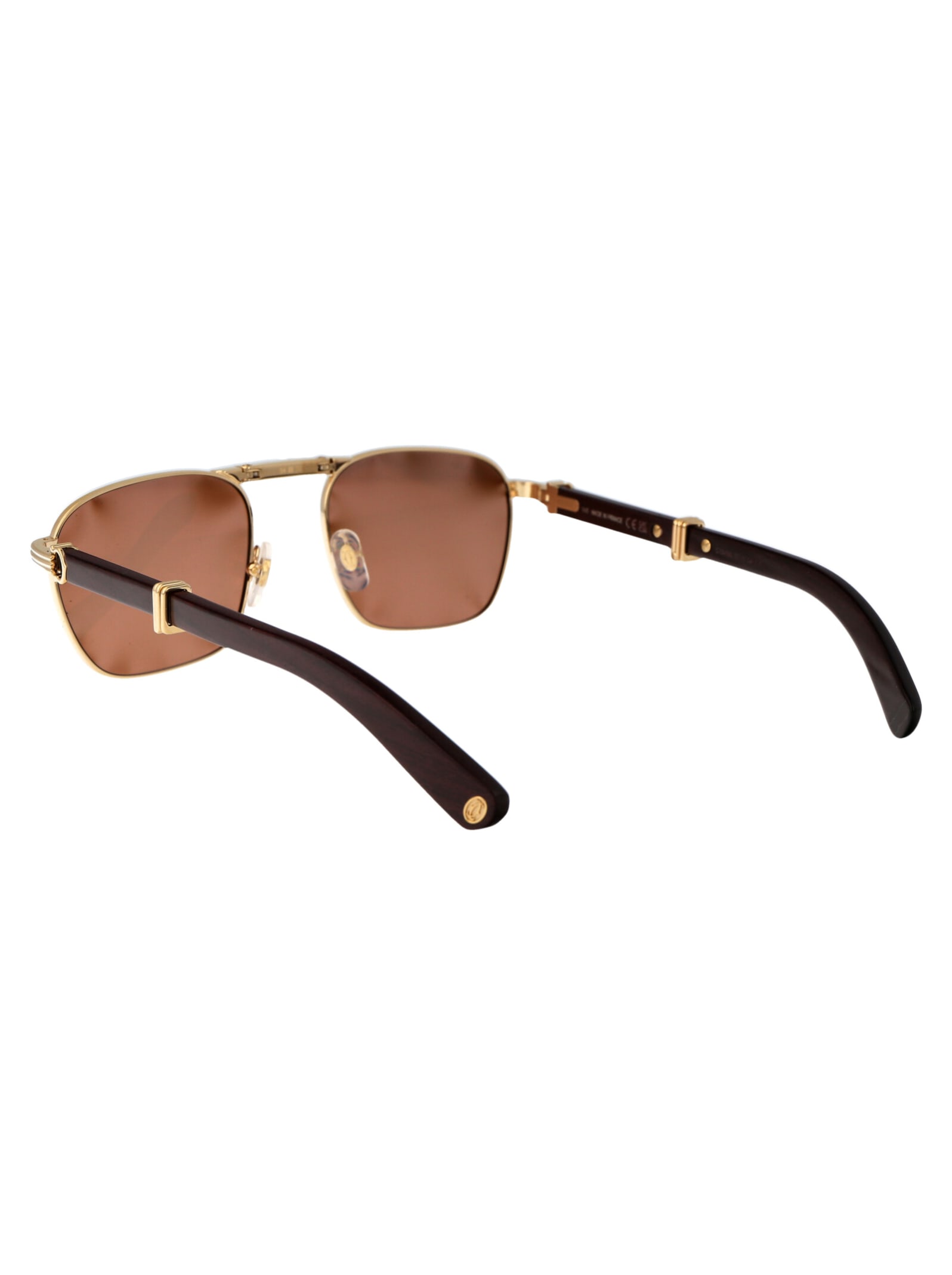 Shop Cartier Ct0428s Sunglasses In 001 Gold Burgundy Brown