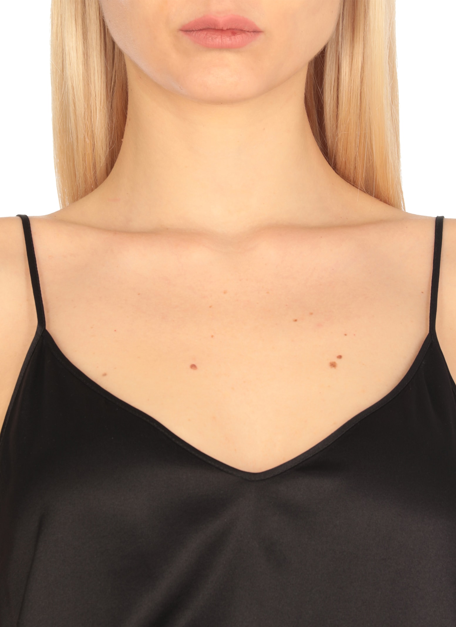 Antonelli 'abe' Black Sleeveless Top With Spaghetti Straps And V Neck