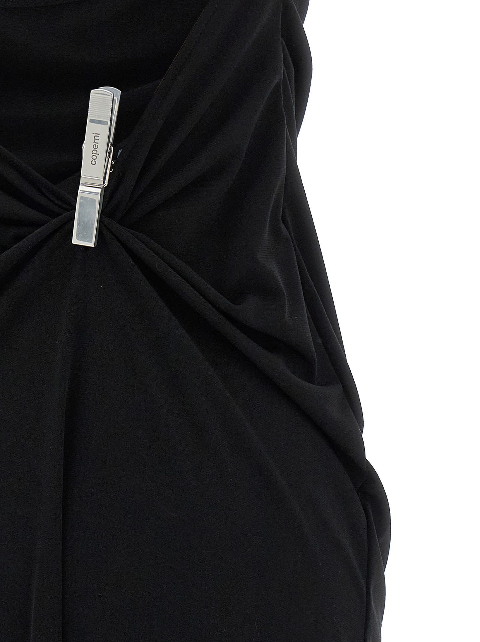 Coperni Stretch Jersey Maxi Dress With Decorative Clips