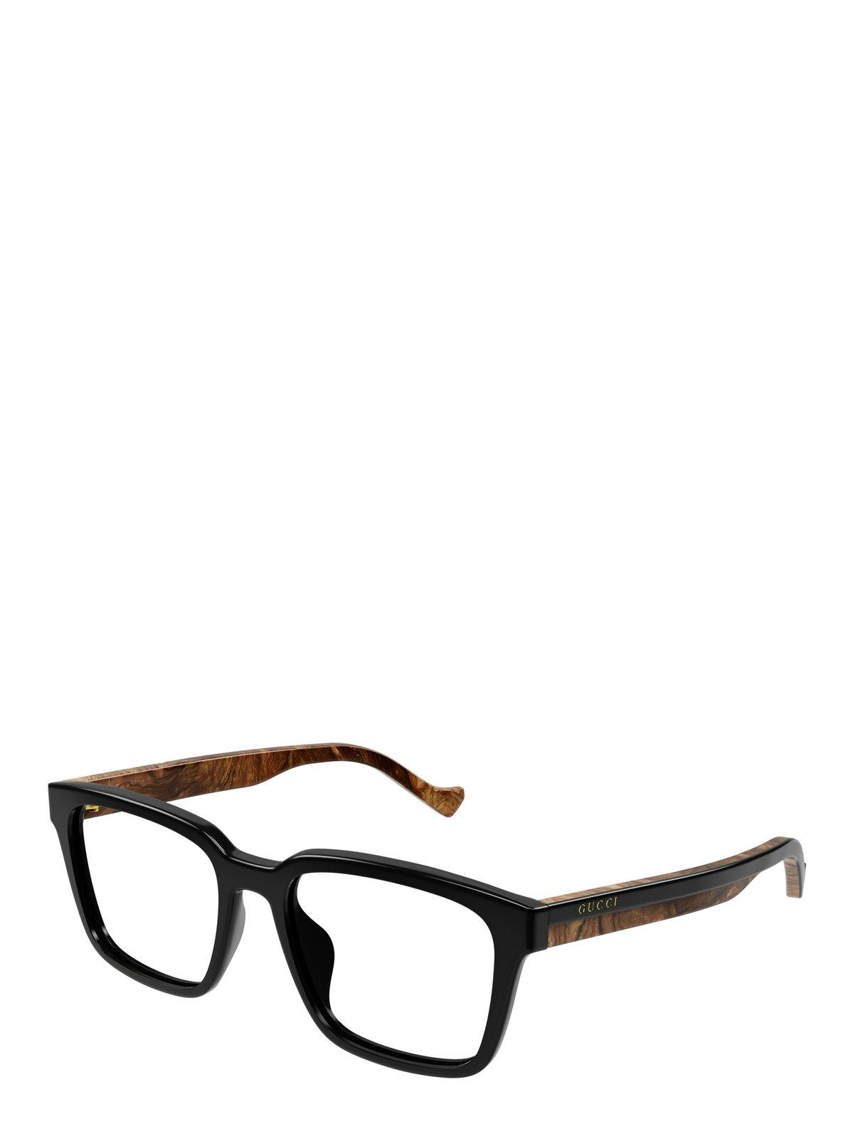 Shop Gucci Rectangle Frame Glasses In 001 Black Black Transpare