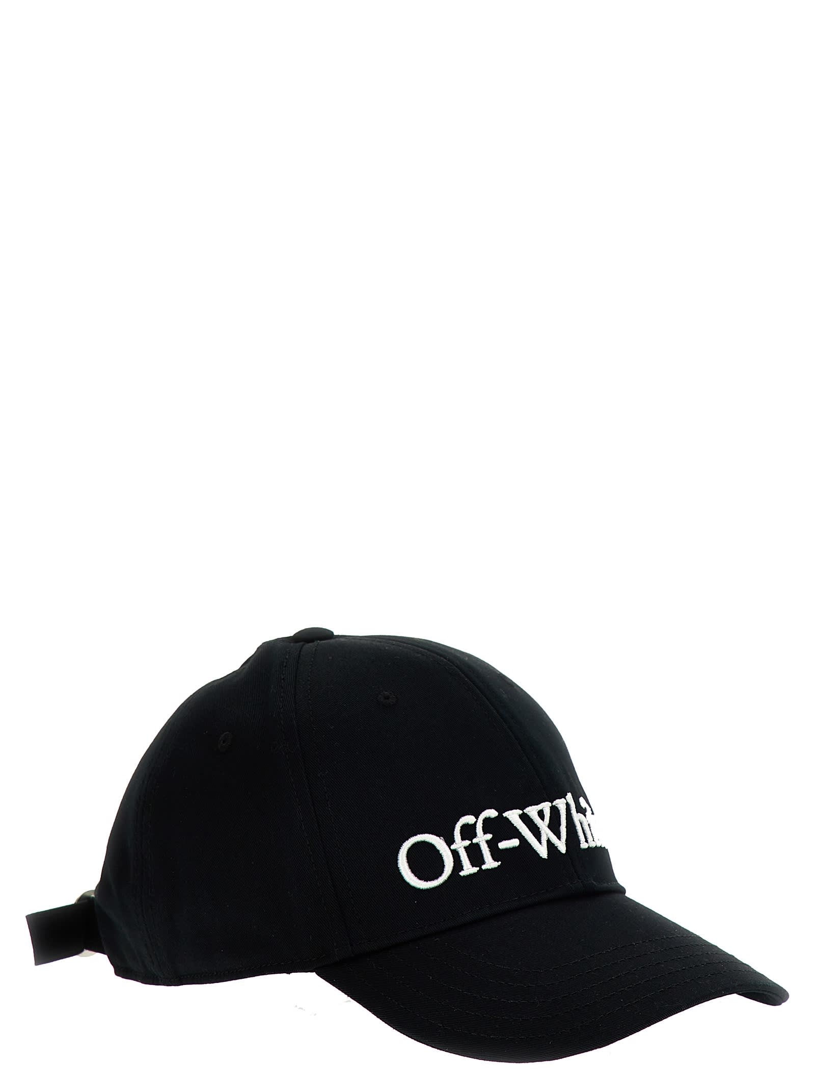 Off-white Logo Cotton Baseball Cap In Black White