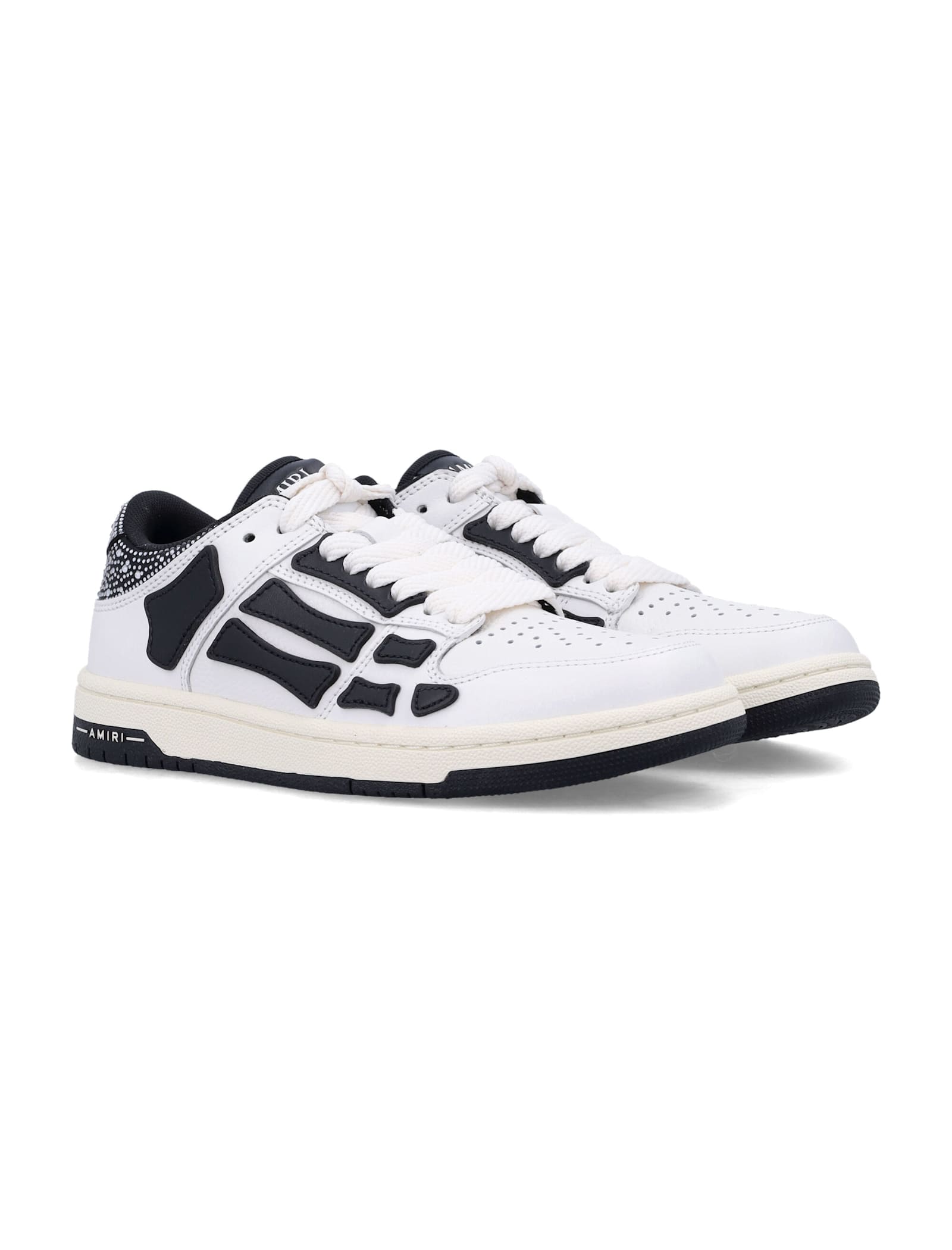 Amiri Crystal Satin Skel Top Low Womans Sneakers In White