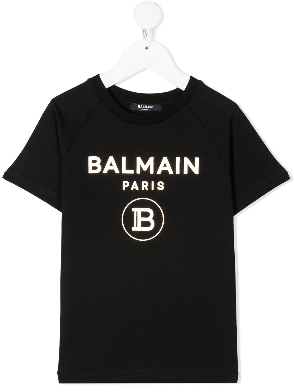 Shop Balmain Unisex Kid Black And Gold Logo T-shirt