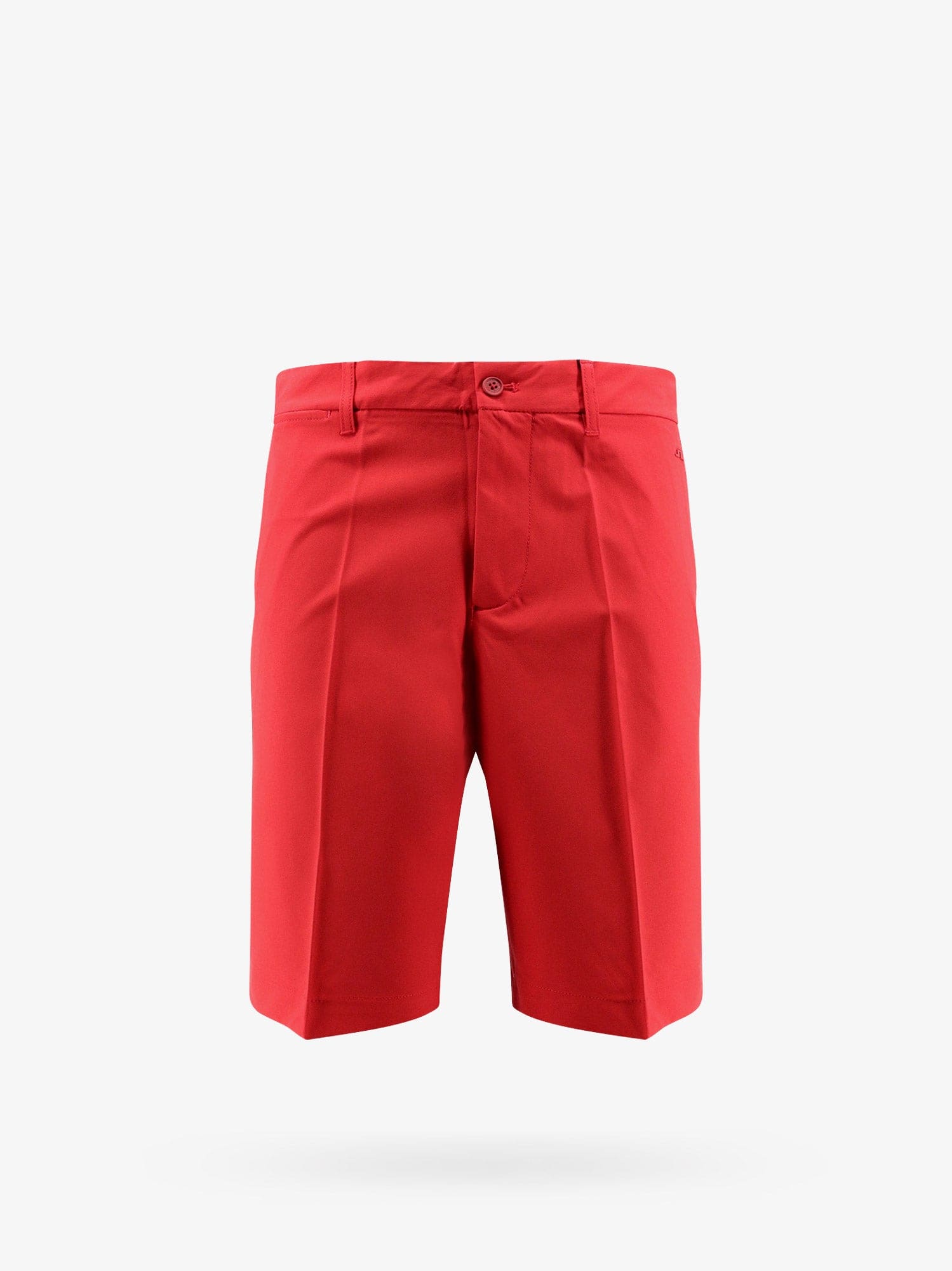 Shop J. Lindeberg Technical Fabric Bermuda Shorts With Logo Patch In Red