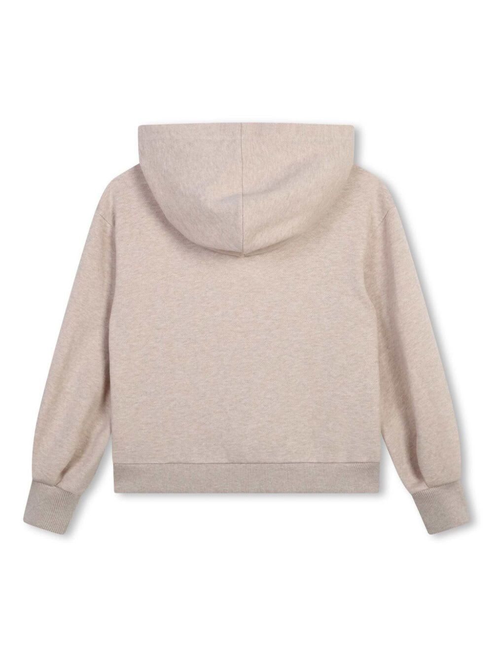 Shop Chloé Hooded Cardigan In Beige Marl