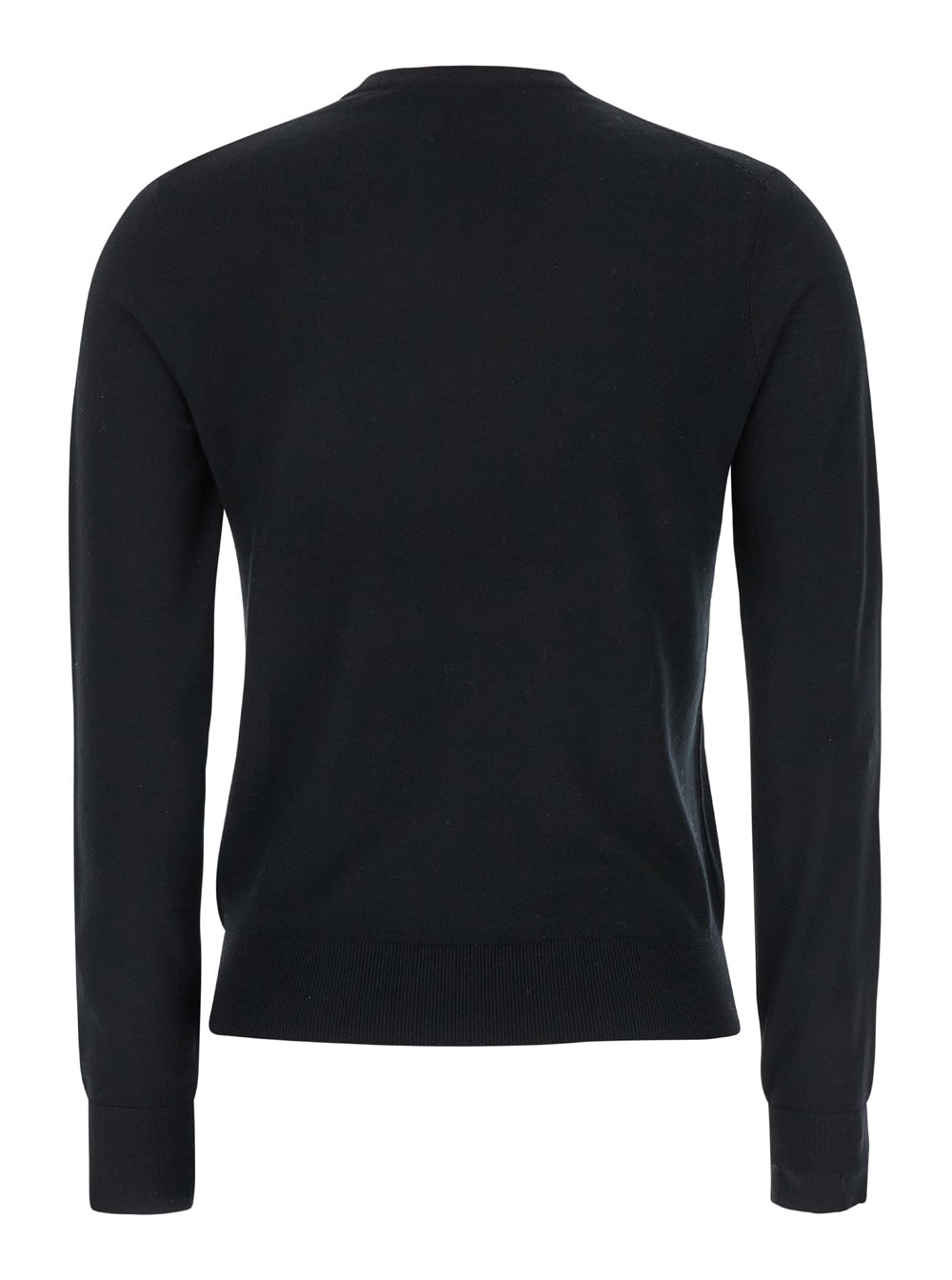 Shop Theory Black Crewneck Sweater In Wool Woman