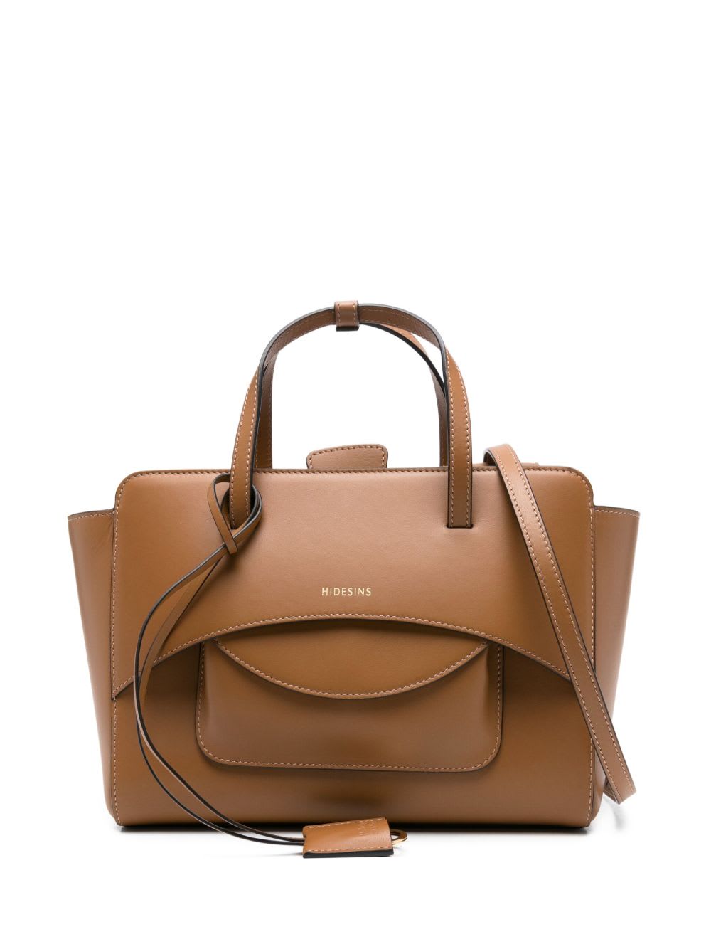 Hidesins Flap Medium Leather Tote In Brown